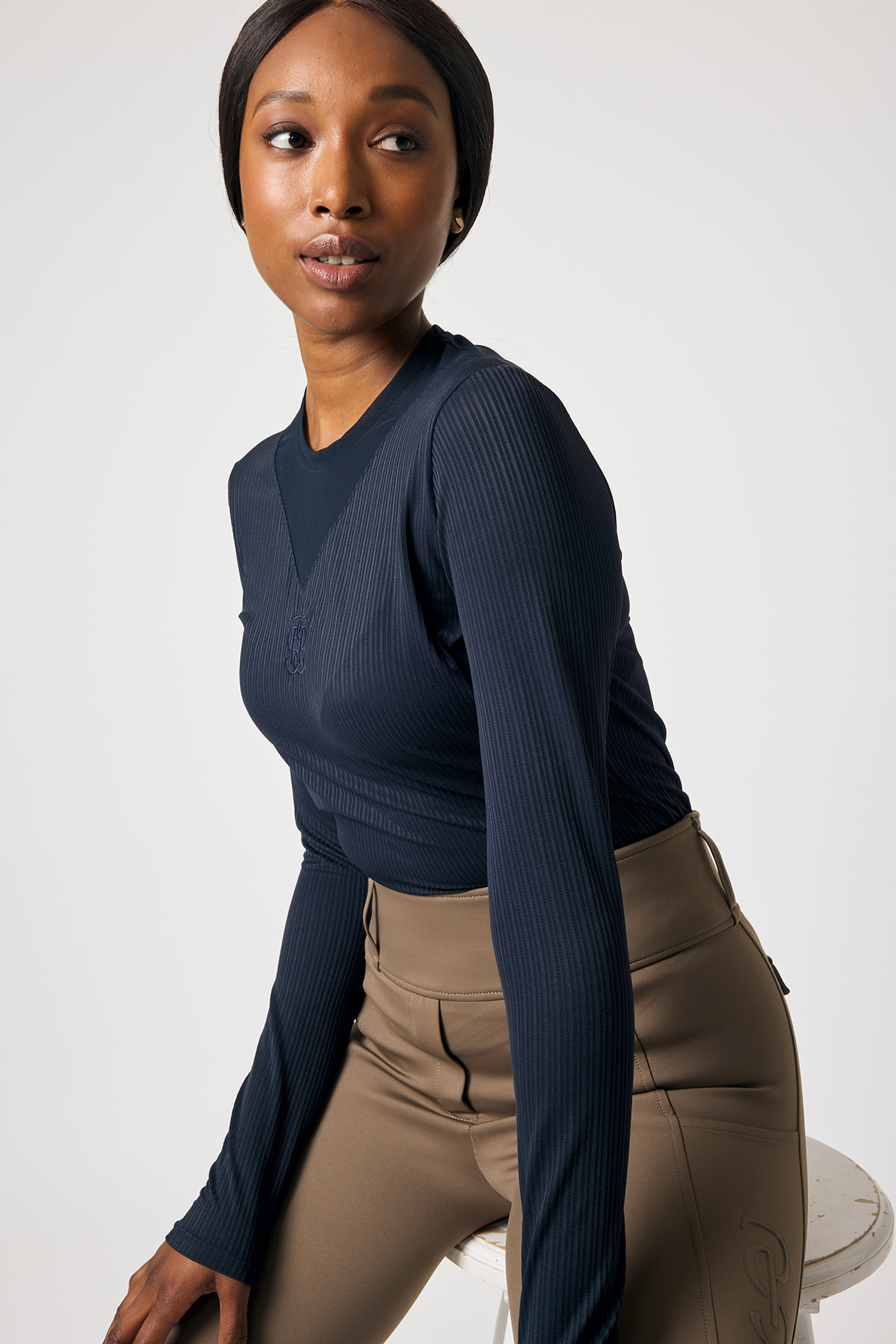 PS of Sweden Leandra L/S Stripet Mesh Topp