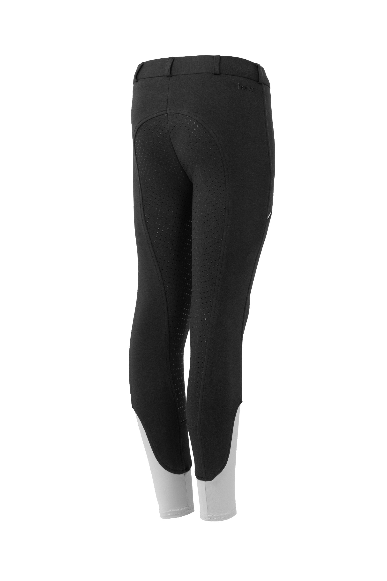 jet black Horze Felicia helforsterkede ridetights for barn