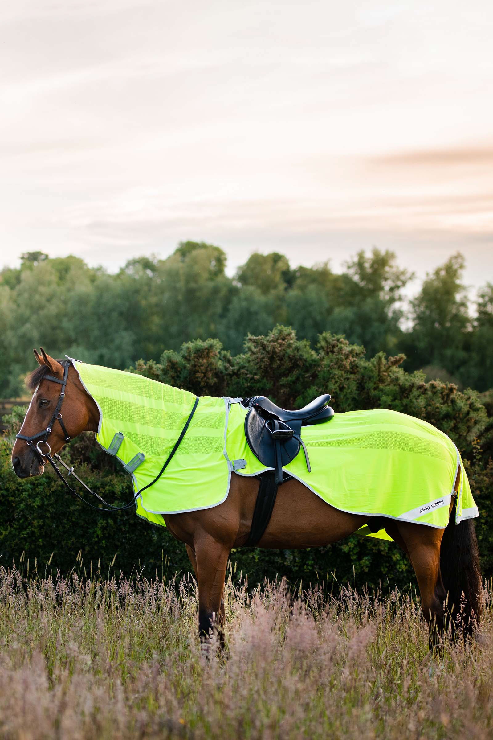 Flourescent yellow Horseware Amigo Flyrider treningsdekken, 0 g