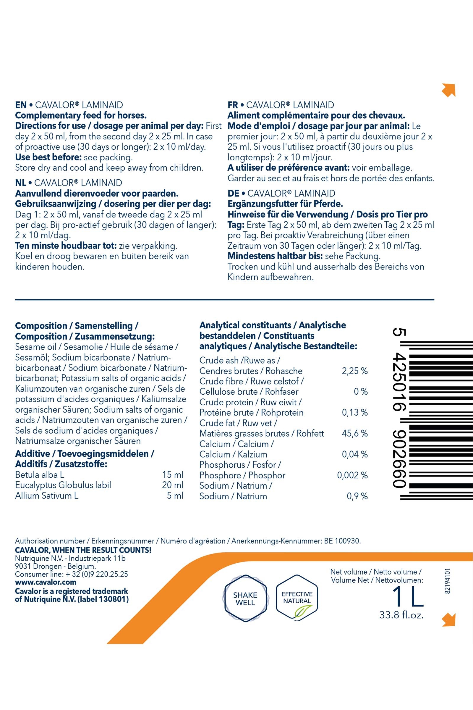 Cavalor Laminaid, innvendig velv&aelig;re, 1000 ml