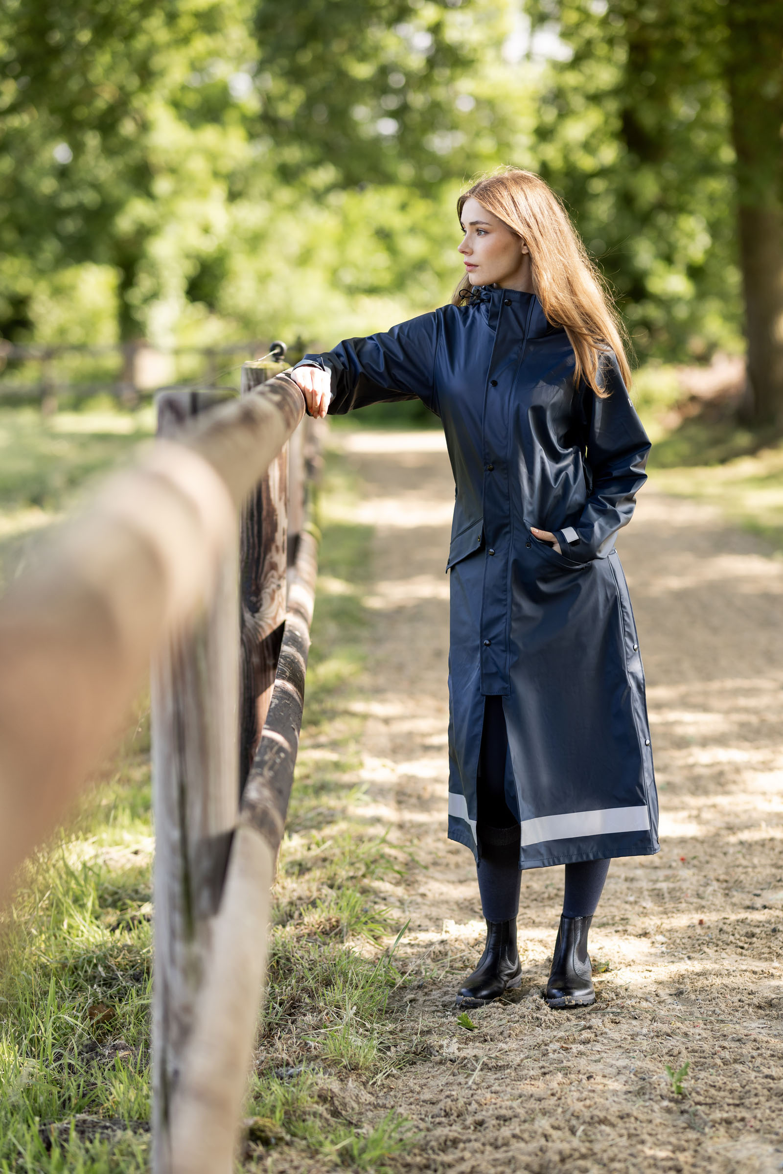 Horze Hazel lang regnfrakk dame med splitter