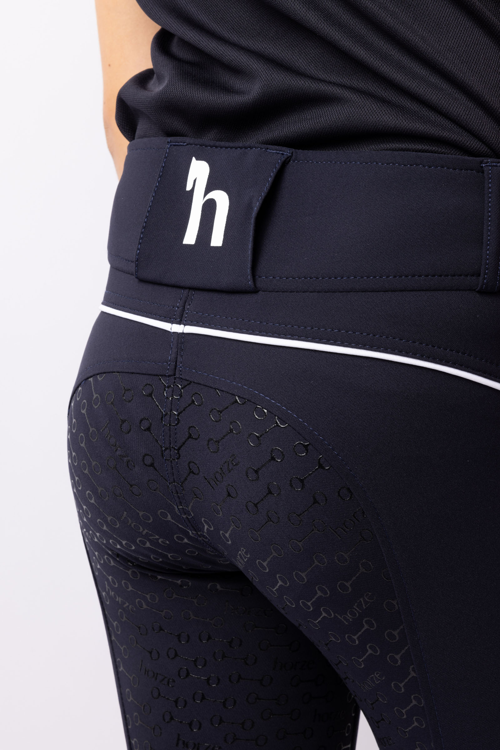 Horze Aubrey ridebukse, helforsterket med silikon, h&oslash;yt liv, barn