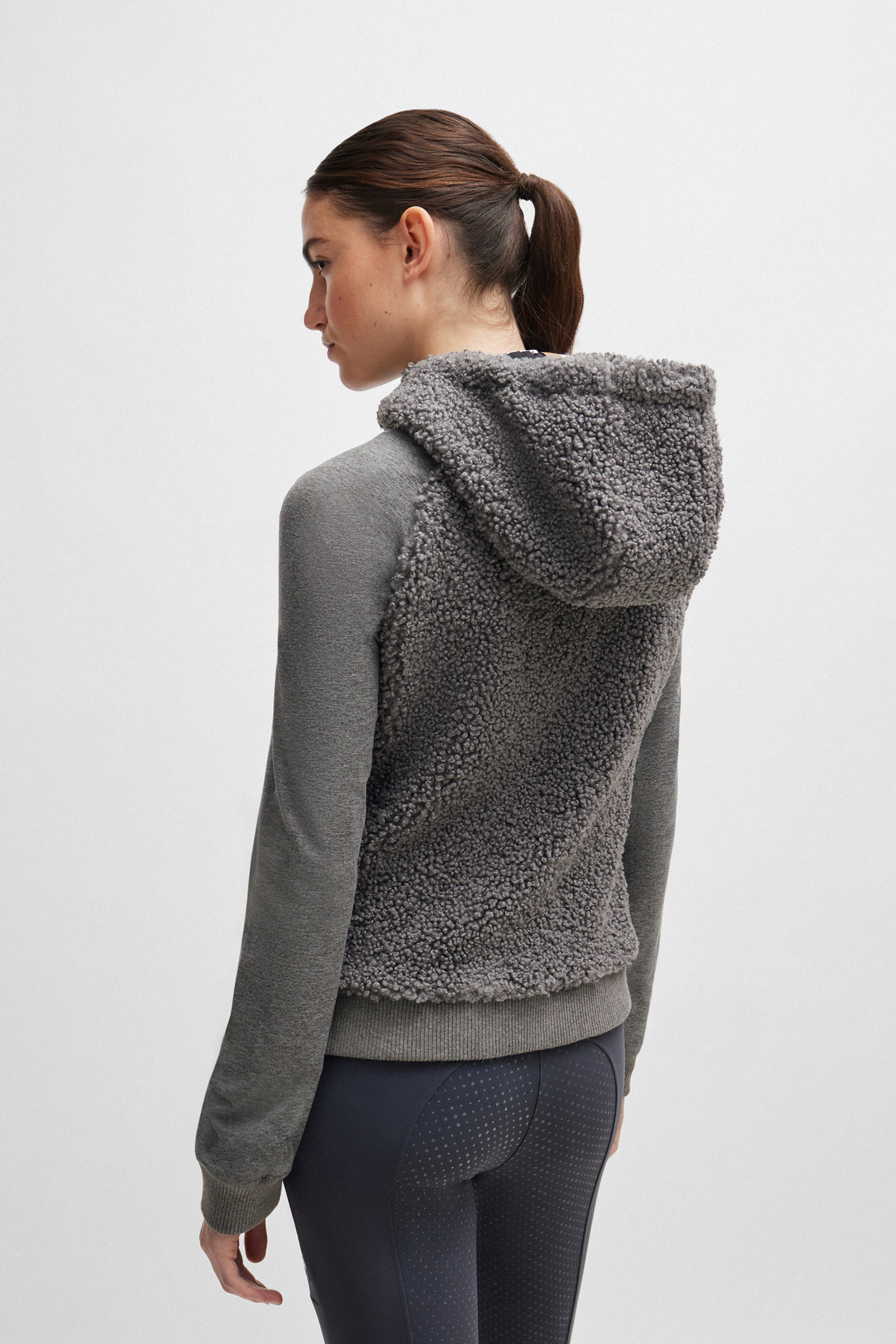 Boss Riva Teddy Hybrid Zip hettegenser