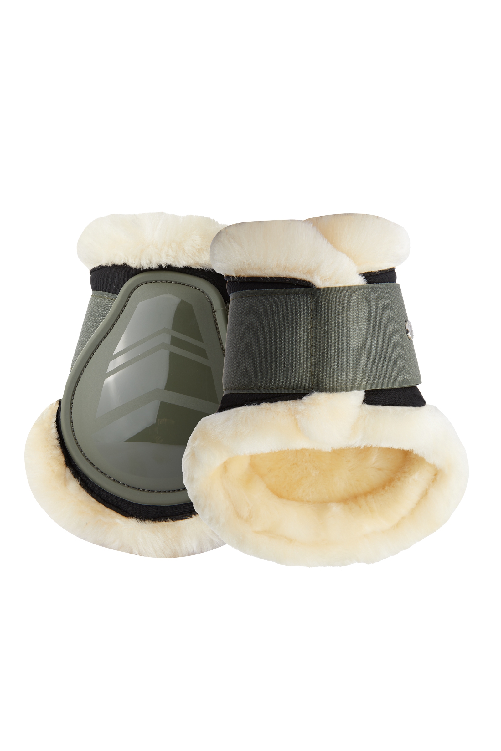 Khaki Grønn Horze Caliber bakbeinsbelegg med teddyfôr