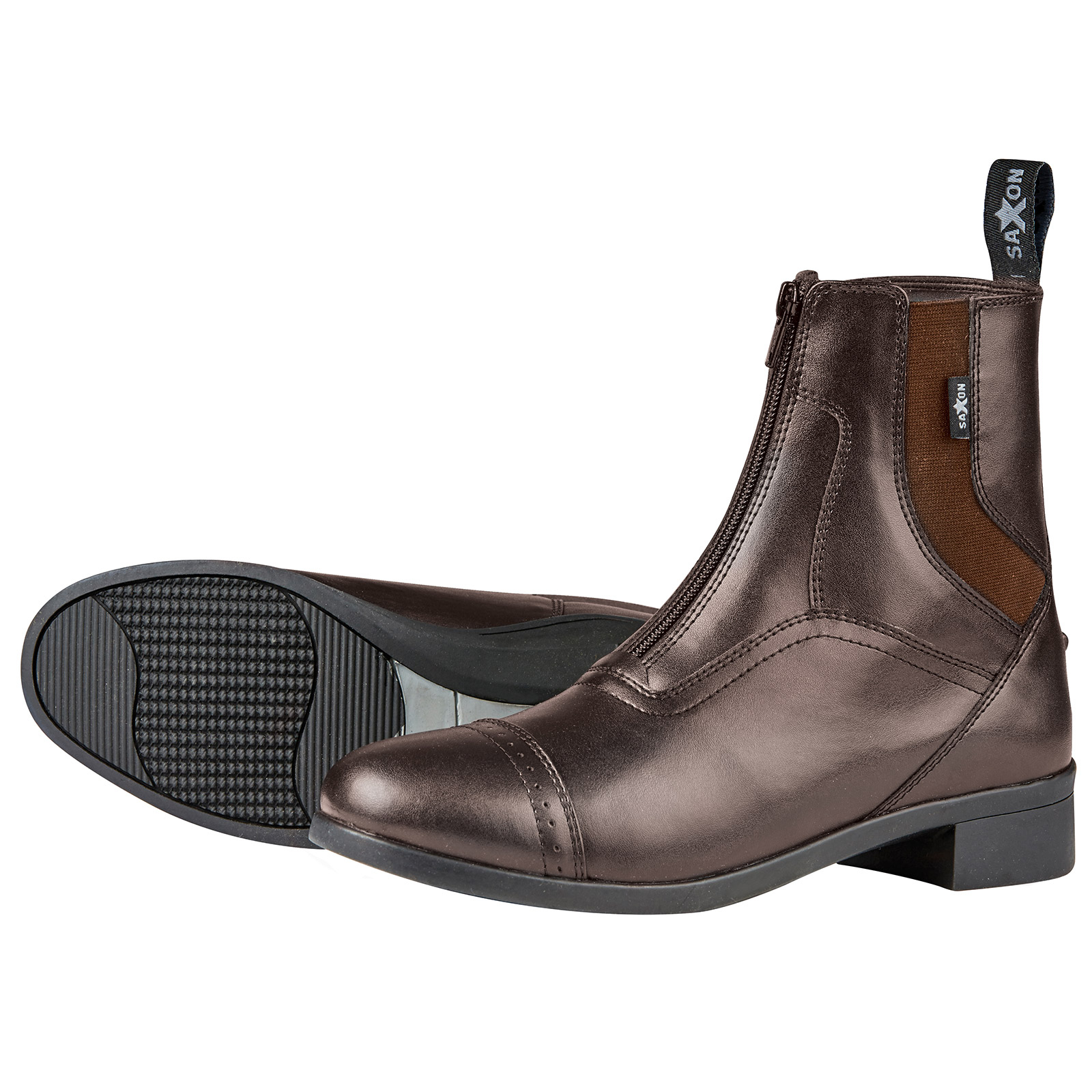 Brown Saxon Syntovia paddock boots med glidelås