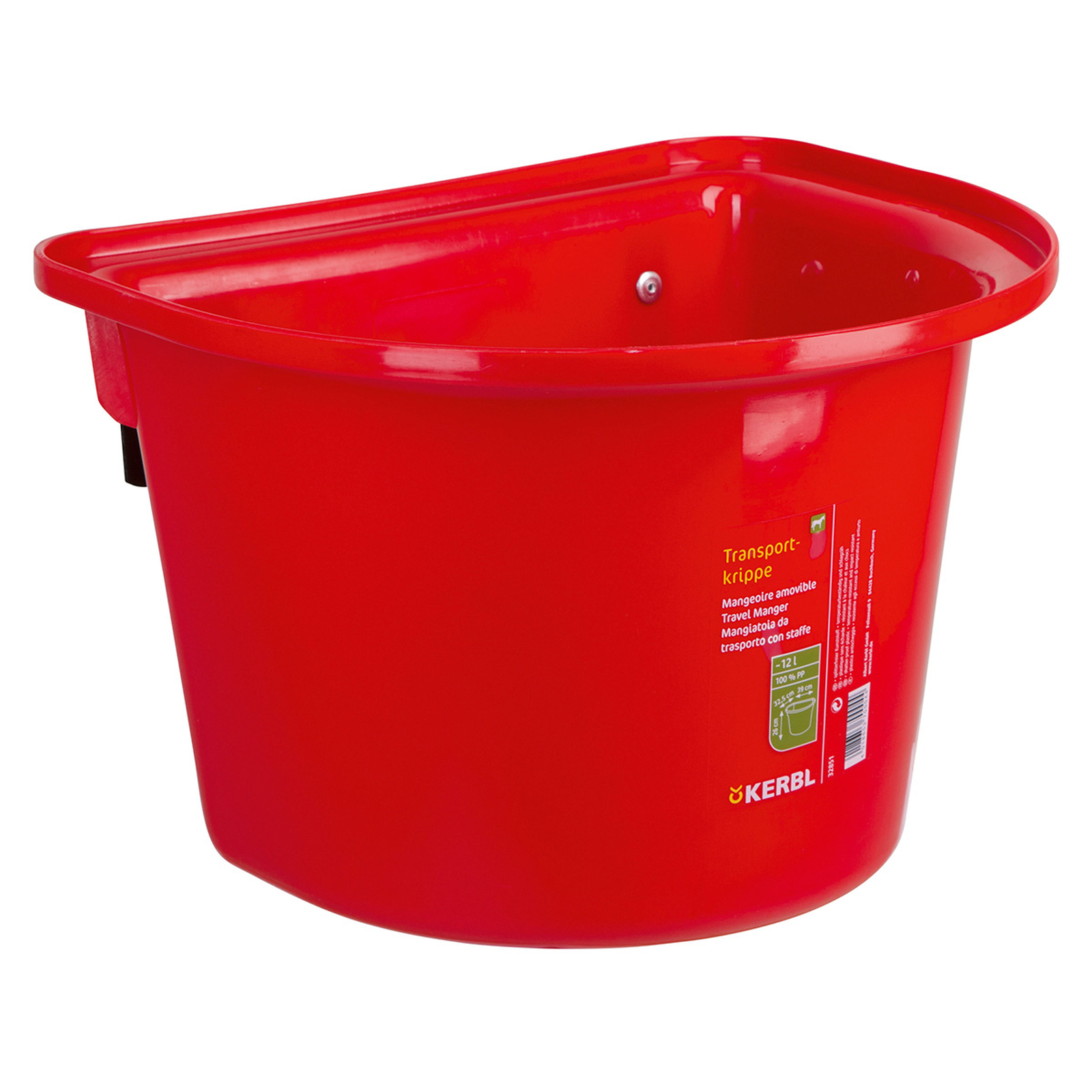 Red Kerbl transportkrybbe 12 liter, plast med kroker