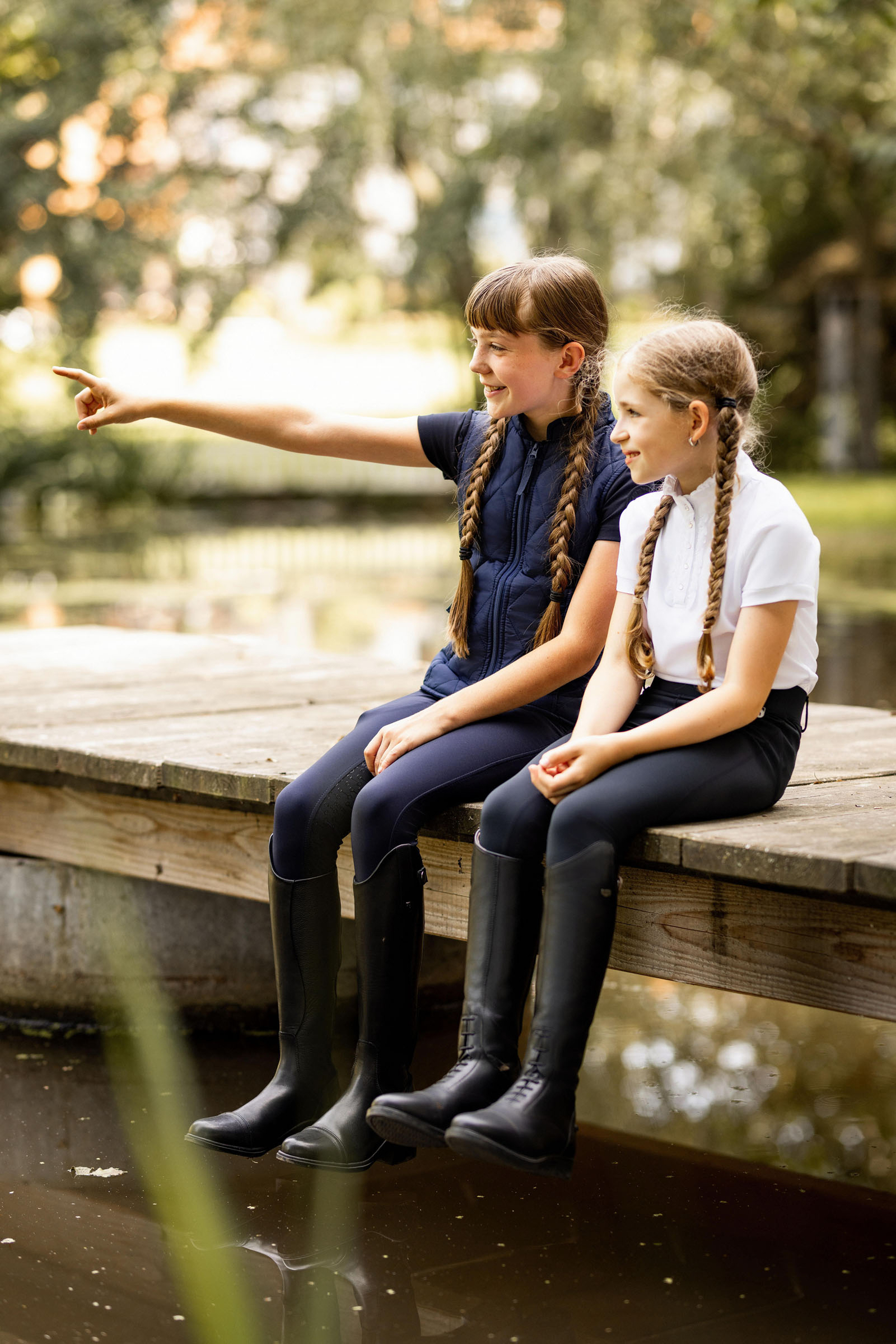 Horze Christel kortermet stevneskjorte med volang, barn