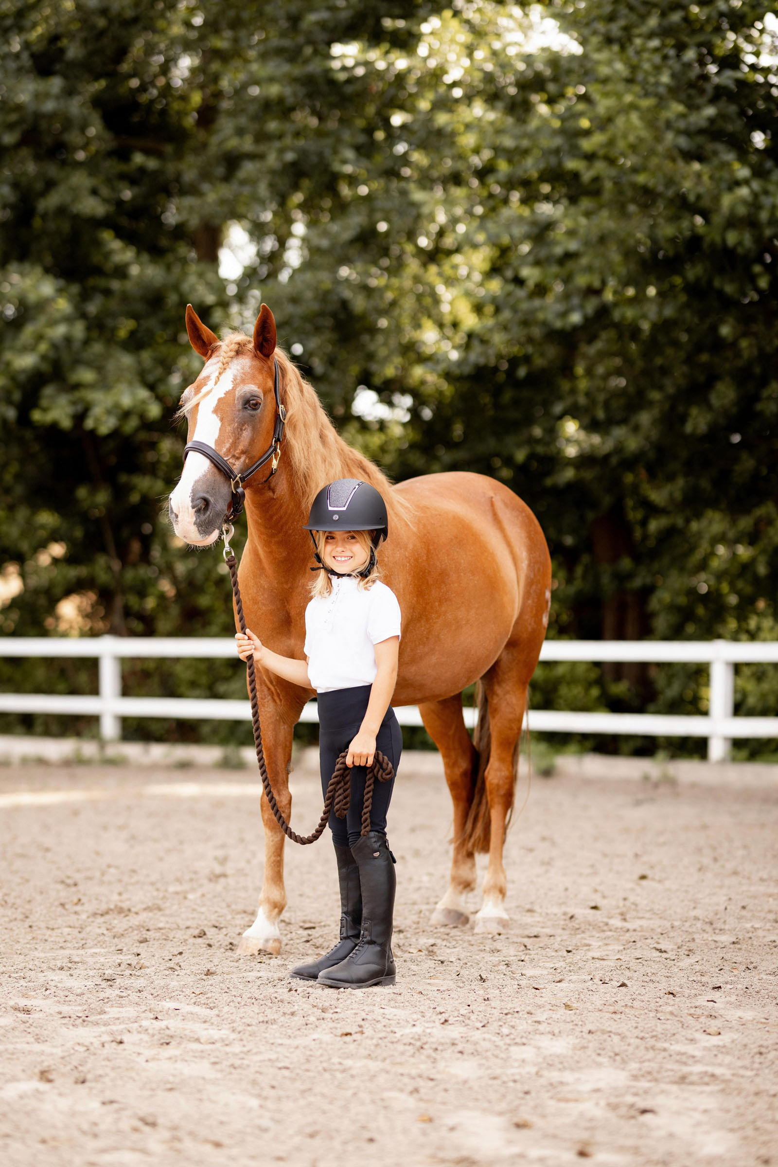 Horze Christel kortermet stevneskjorte med volang, barn