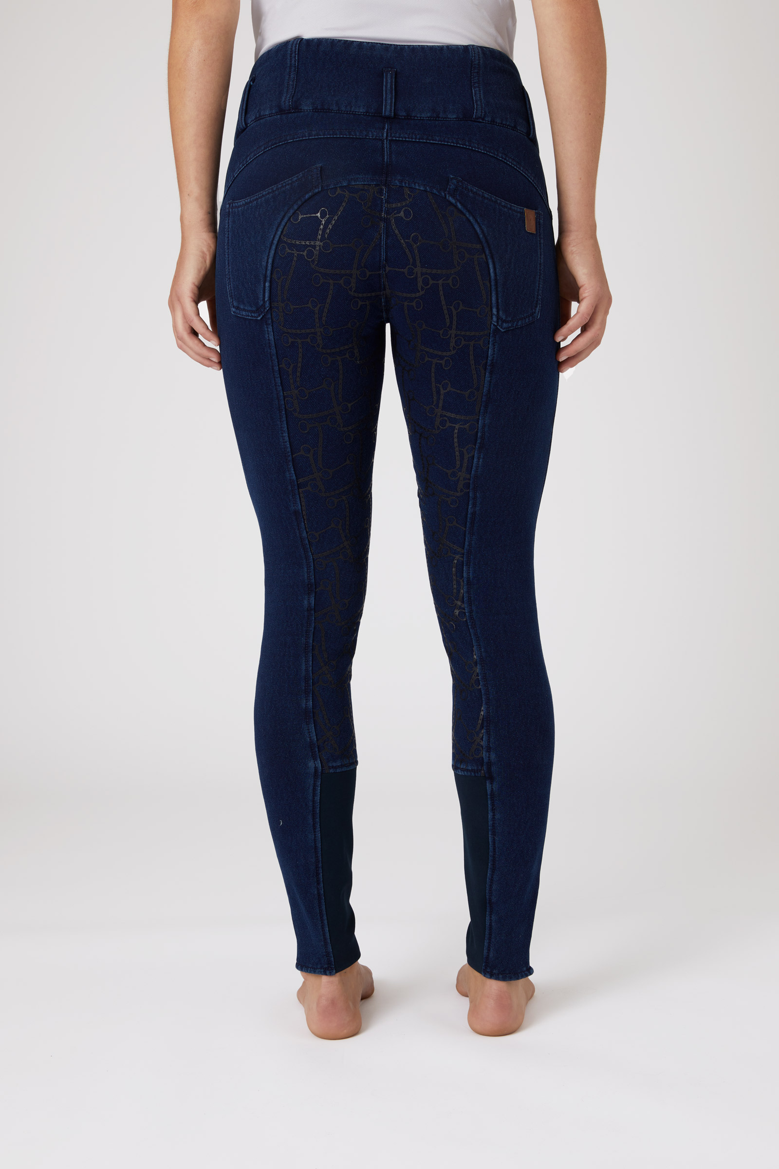Horze Kacy helforsterket denim thermo ridebukse, dame