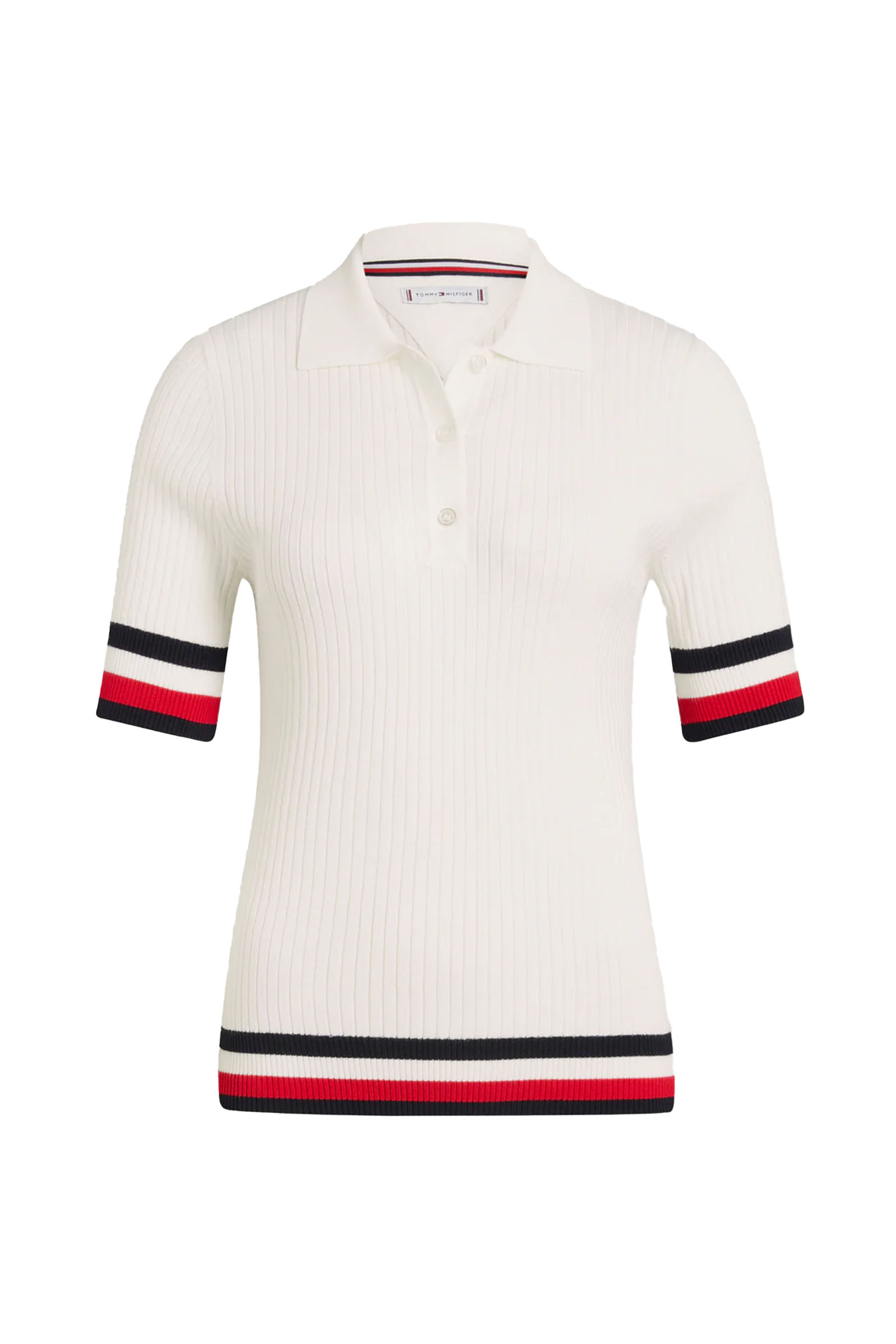 ECRU Tommy Hilfiger Equestrian Lenox strikket poloskjorte