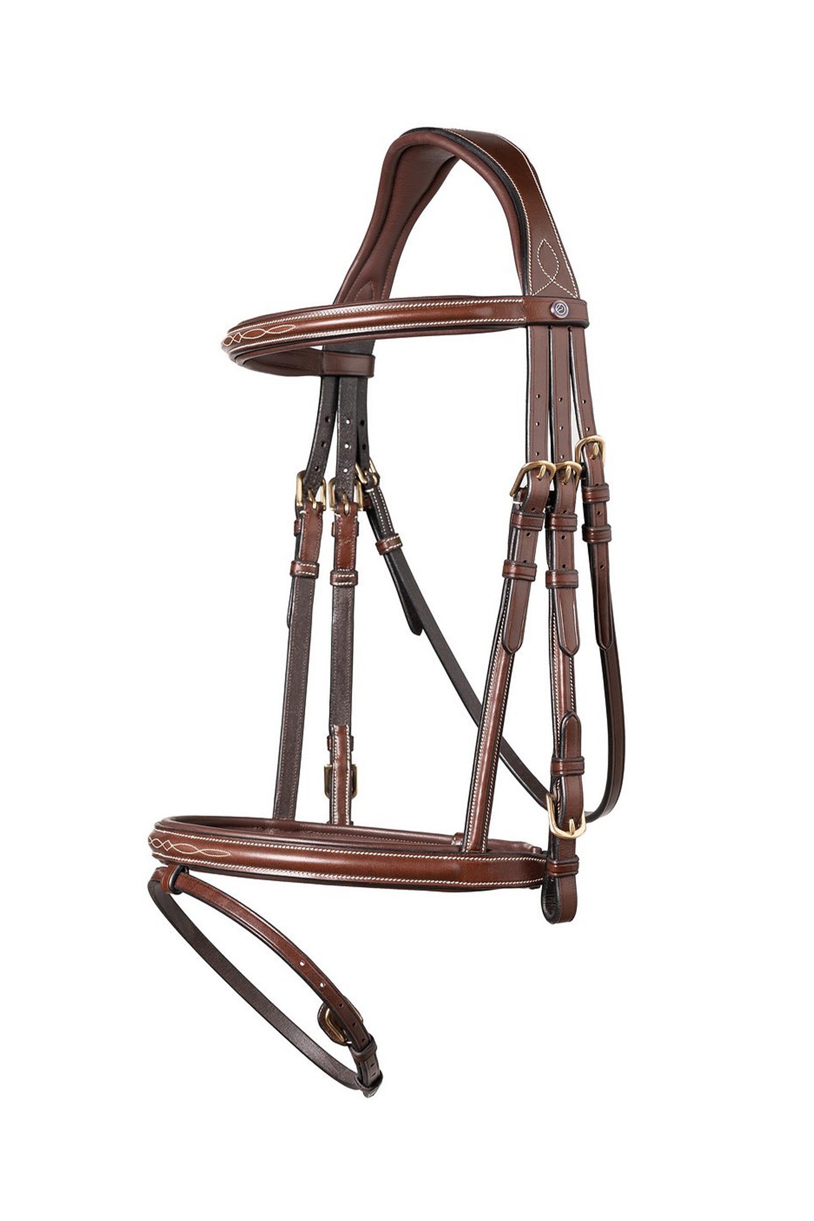 Brown/Gold Trust Equestrian Knokke Combine Noseband Bridle Classic