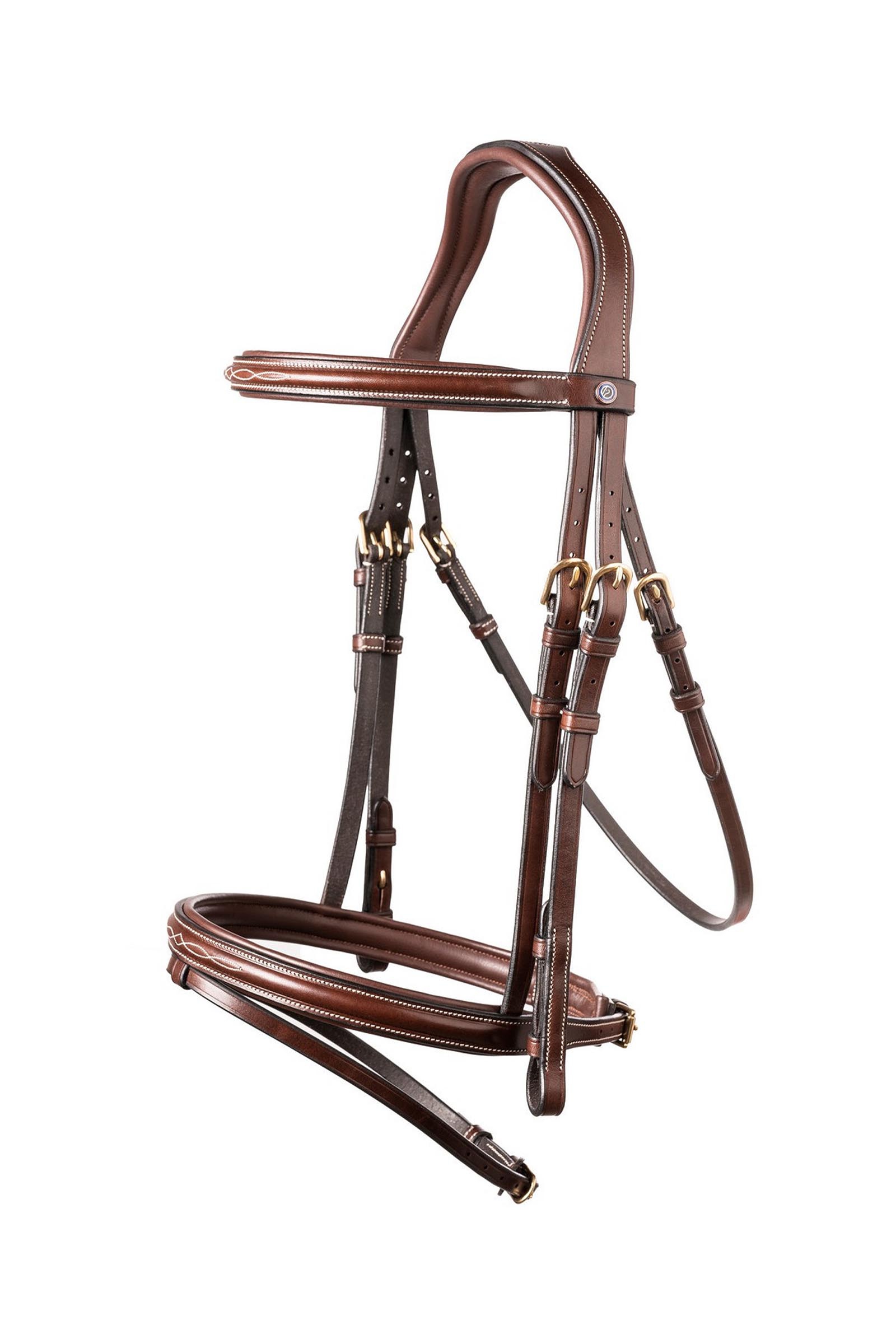 Brown/Gold Trust Equestrian Calgary Combined Noseband Bridle