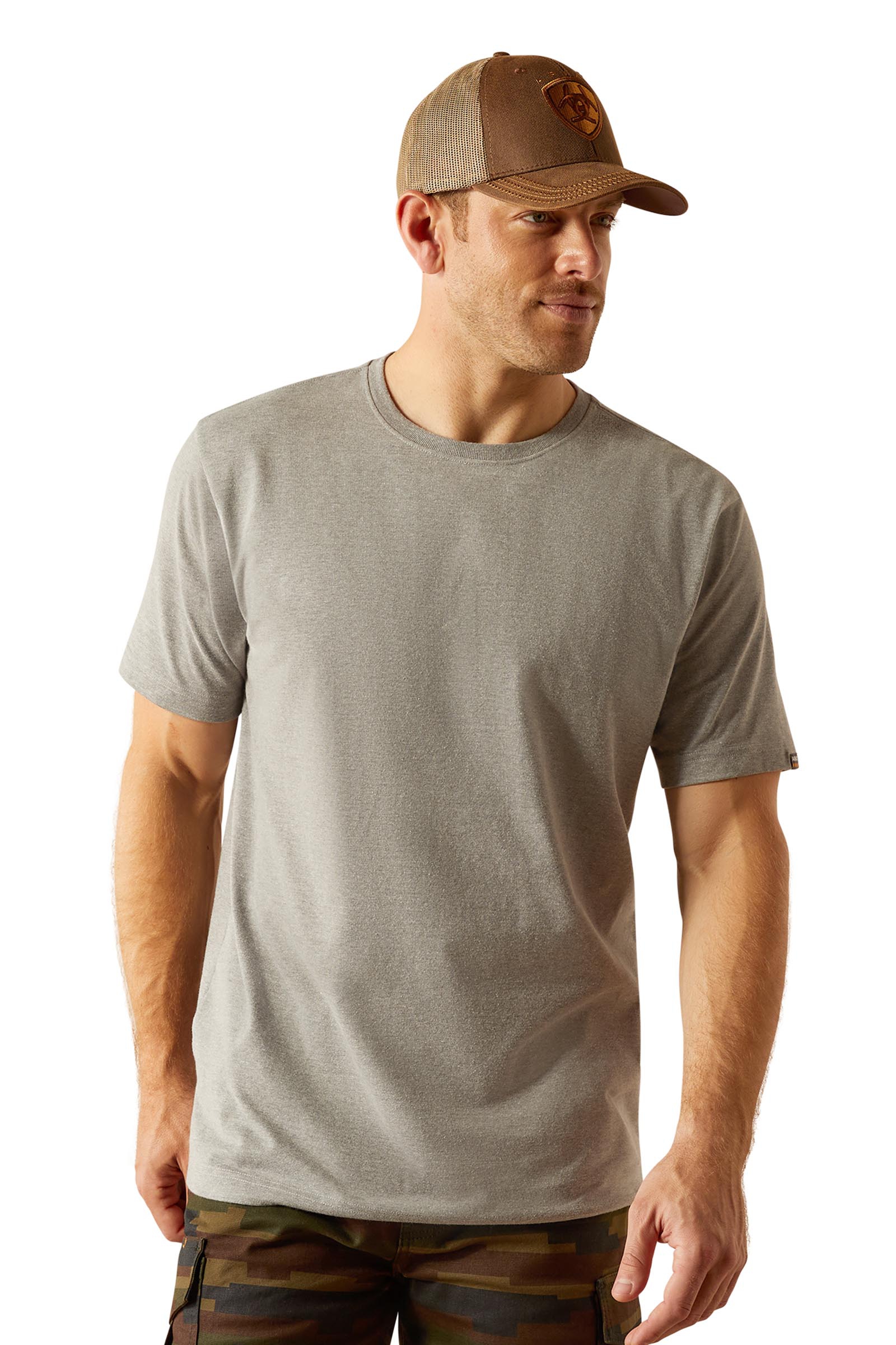 Grey Heather Ariat Rebar Cotton Strong Standard Herre T-skjorte