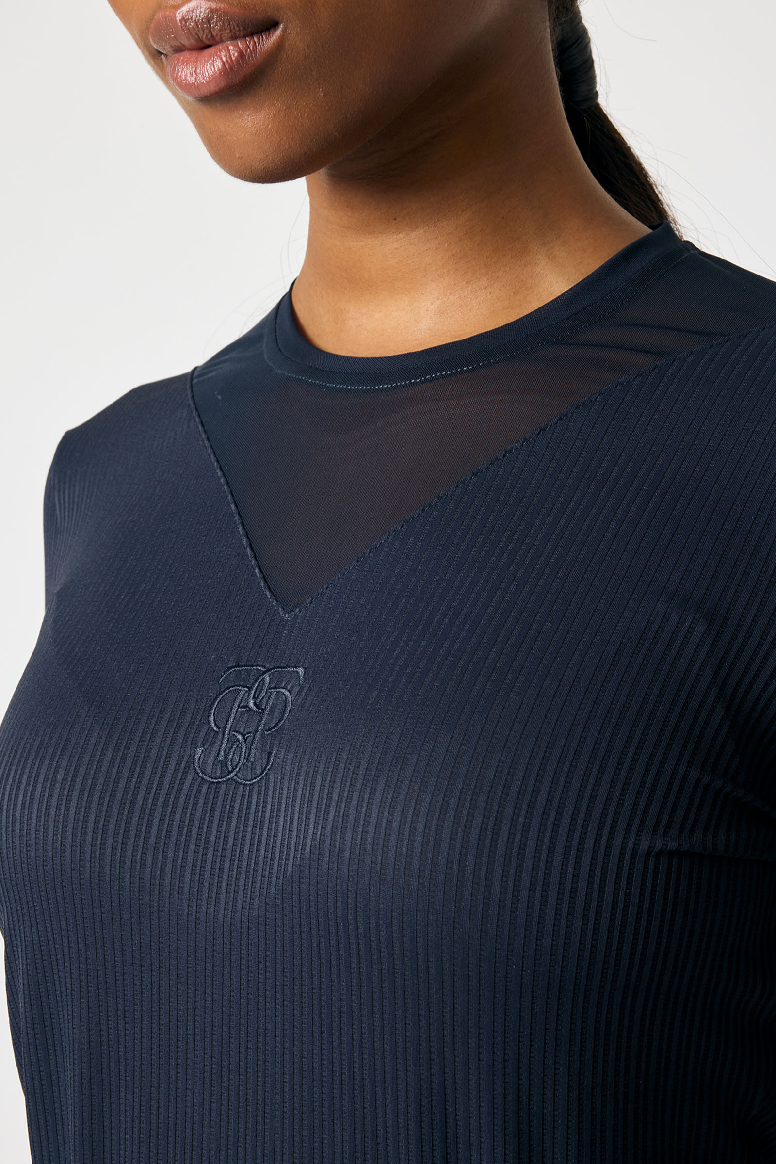 PS of Sweden Leandra L/S Stripet Mesh Topp