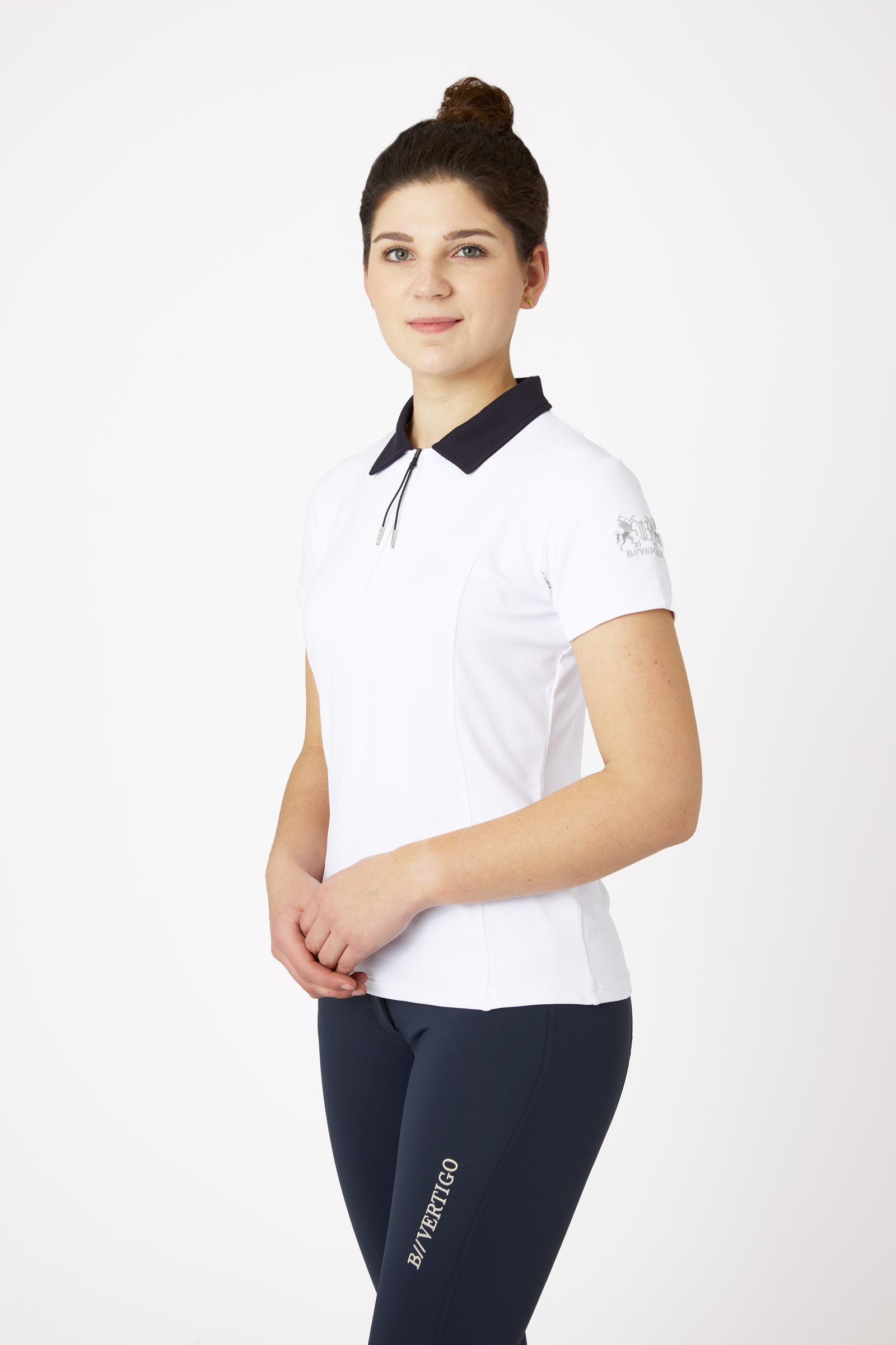 White/ Dark Navy B Vertigo Claudine kortermet poloskjorte, dame