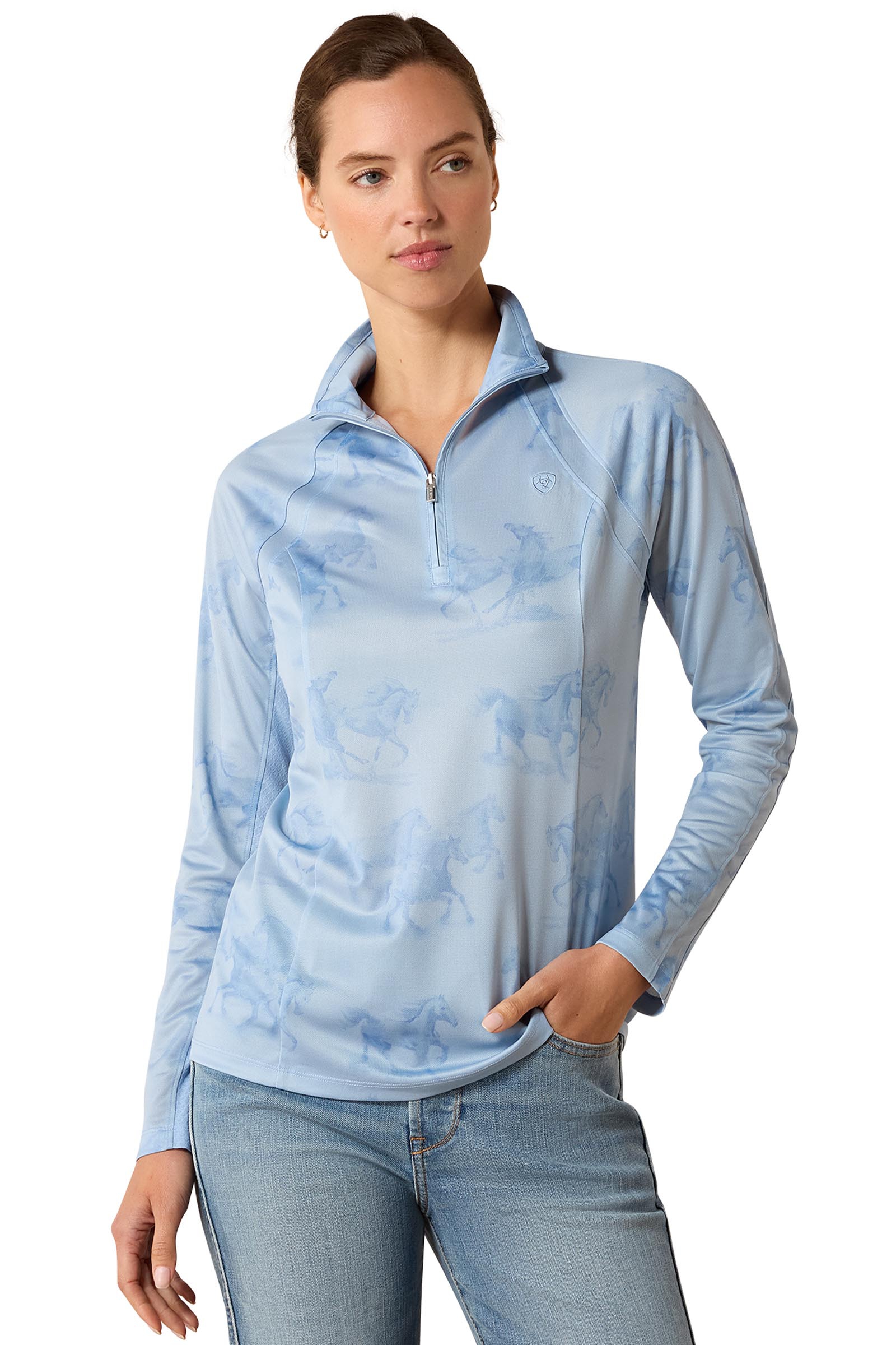 St. Tropez Mirage Print Ariat Dame Sunstopper 3.0 baselayer med 1/4 glidel&aring;s