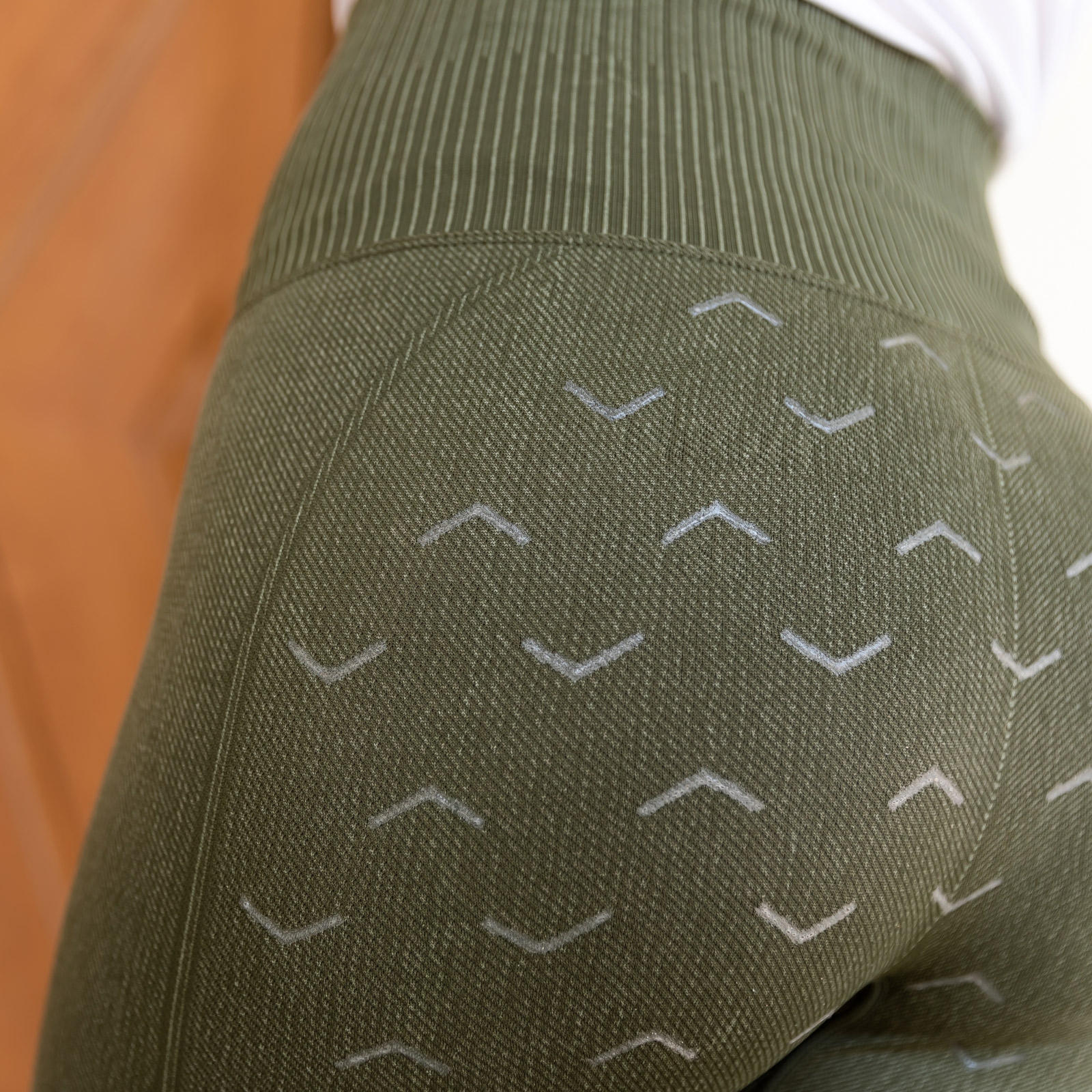 Horze Vanessa tights i denimutseende, s&oslash;ml&oslash;s, helforsterket med silikon, dame