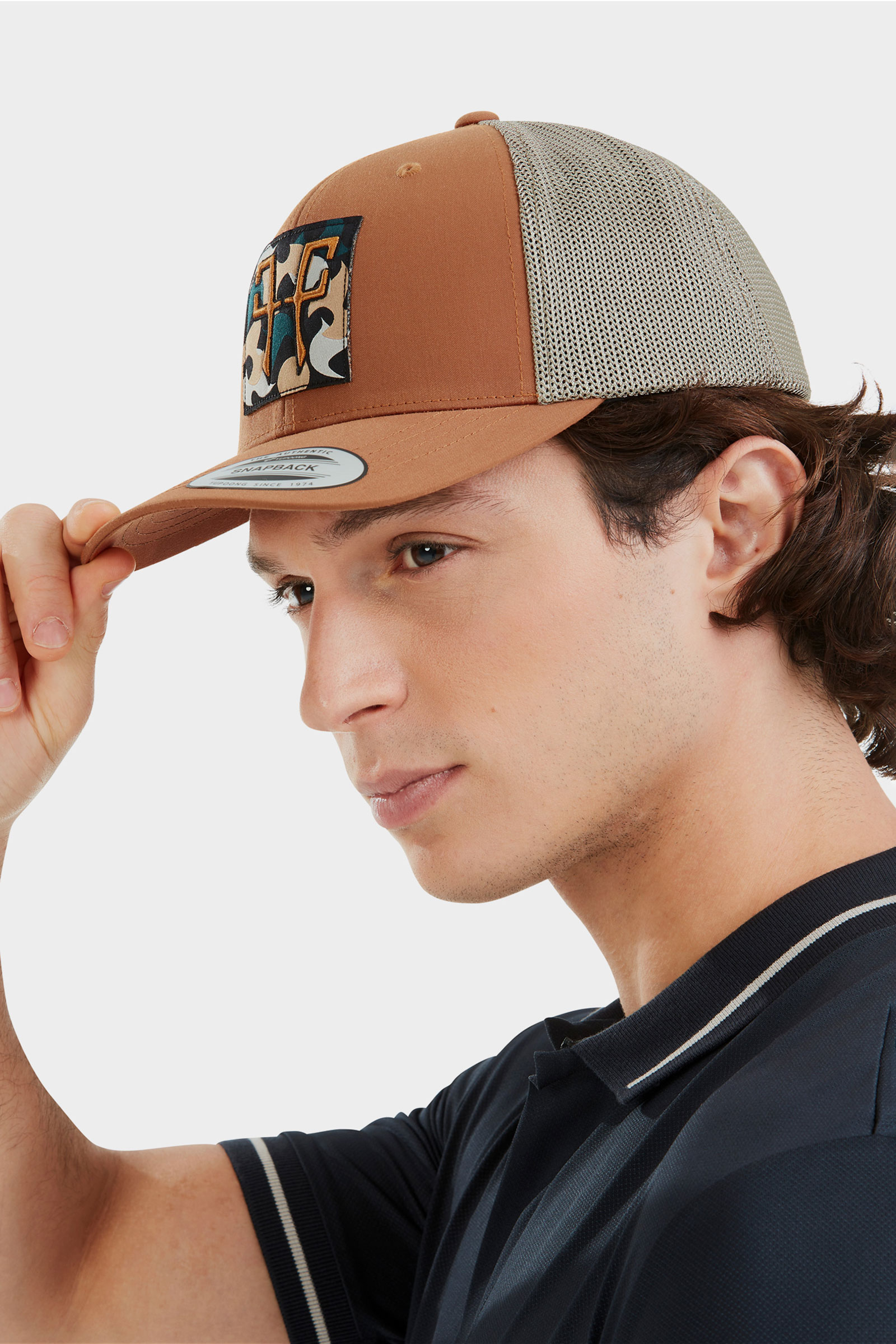 Gold Beige Horse Pilot Trucker cap