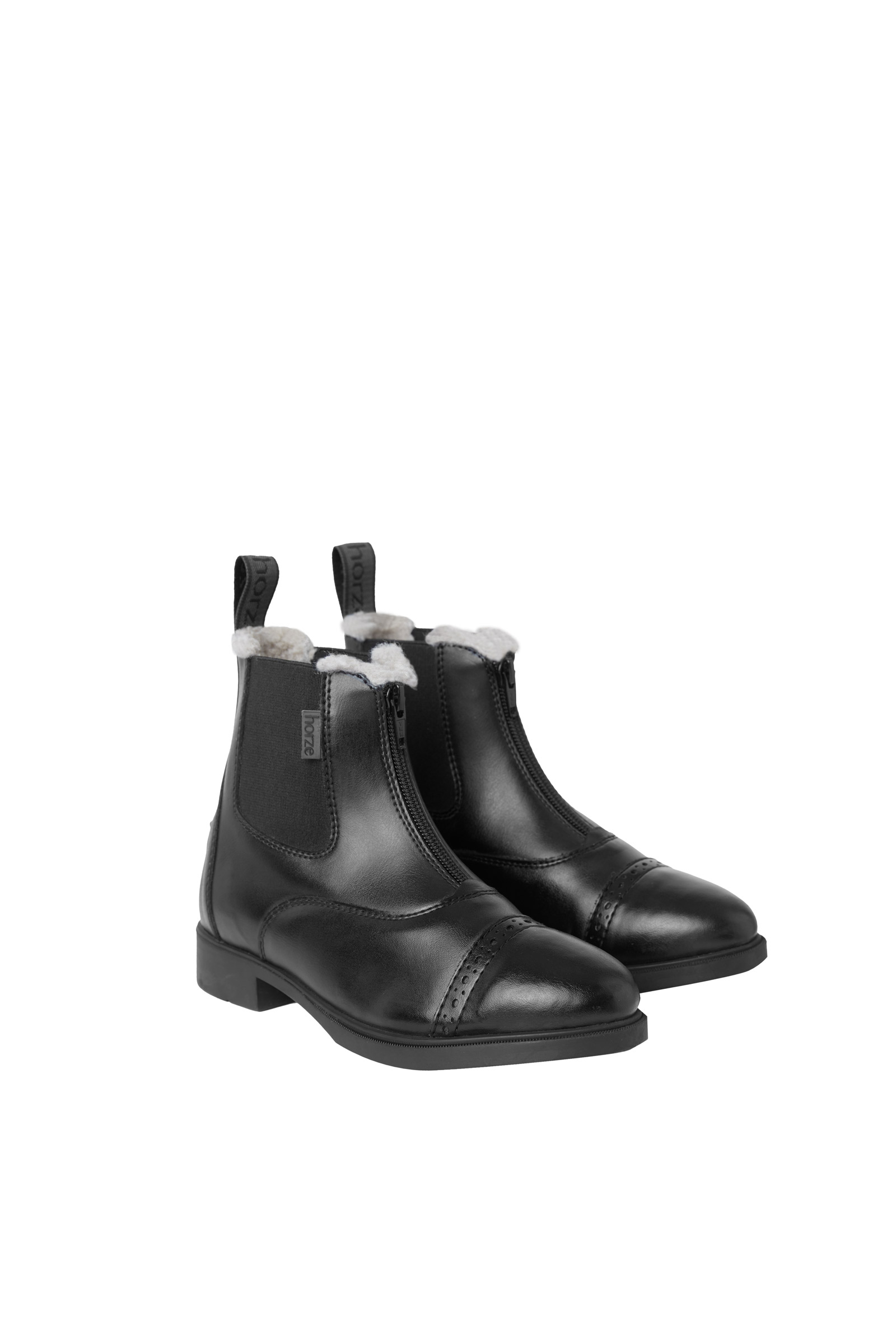 Horze Wexford jodhpur-vintersko med fuskepels og frontglidelås til barn