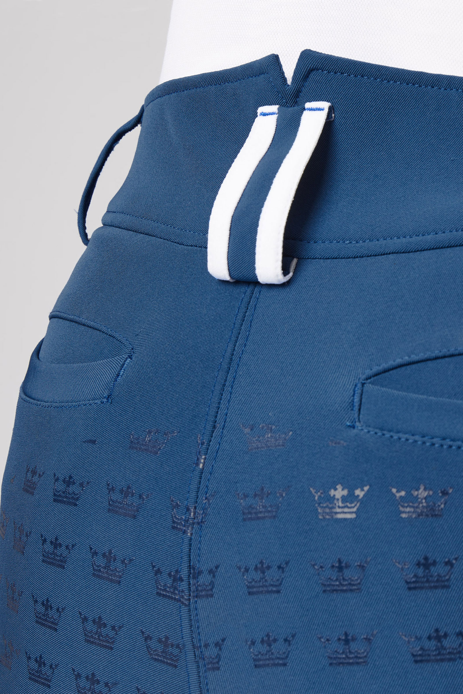 Helforsterkede ridebukser med kontrastb&aring;nd og h&oslash;yt liv, dame