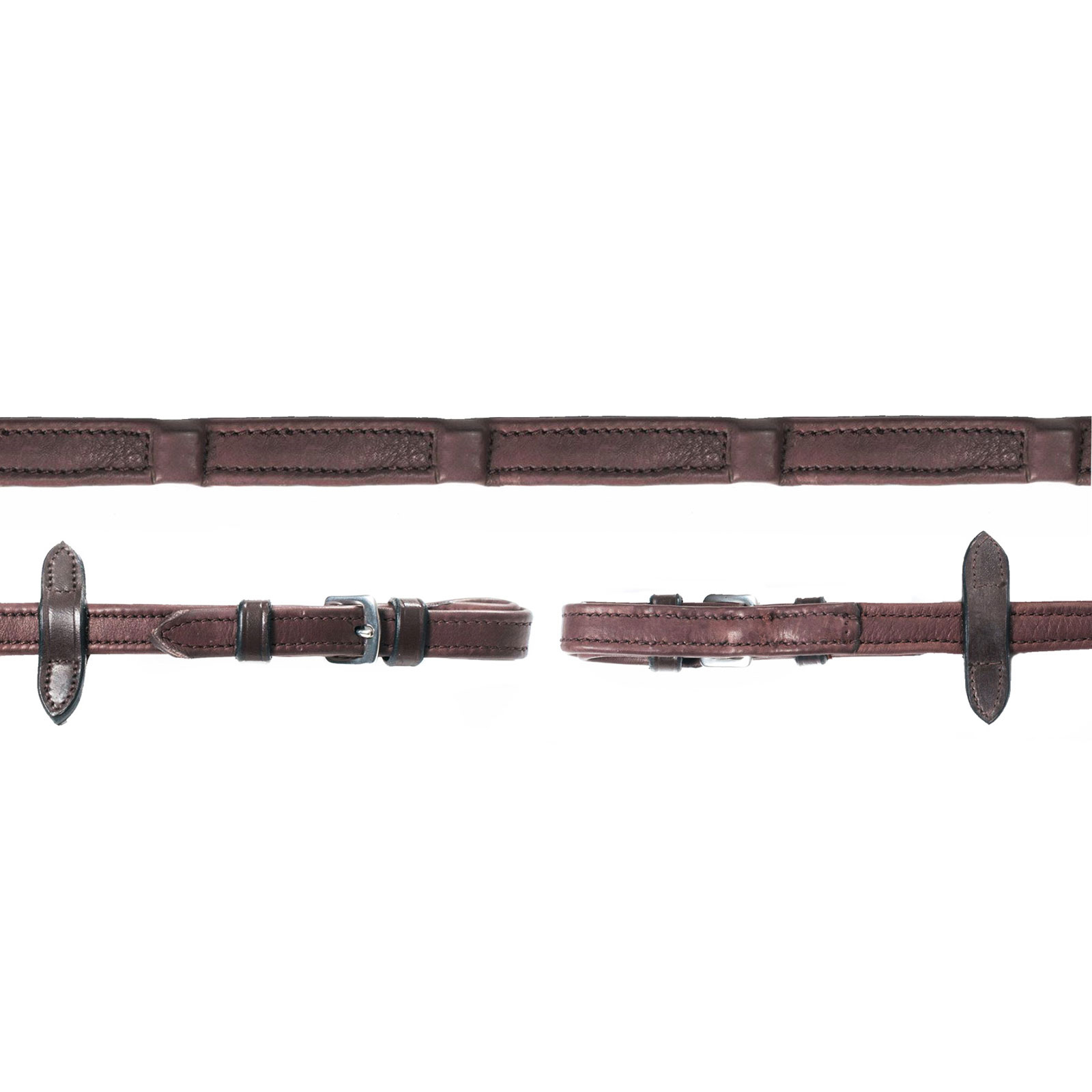 Dark Brown/Silver Schockmöhle Sports Durasoft tøyler, lærtøyler med nyloninnlegg