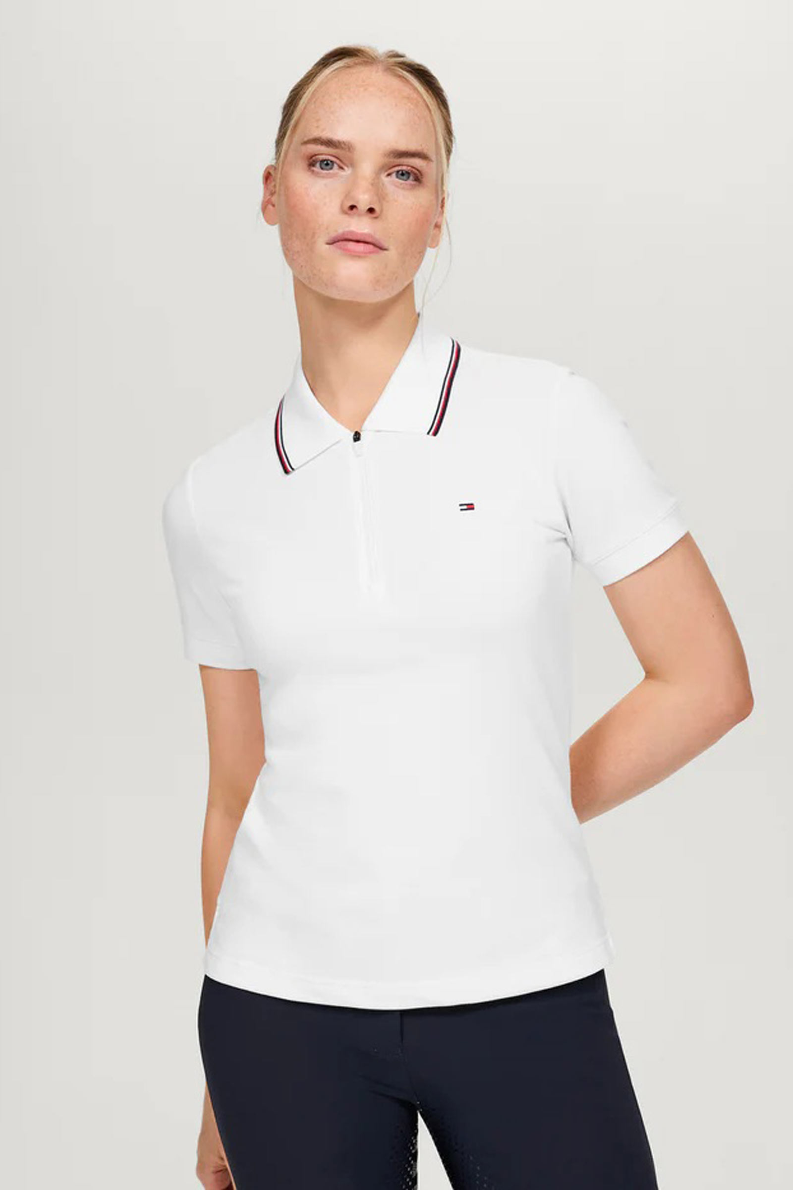 OPTIC WHITE Tommy Hilfiger Equestrian Camden damepolo med glidelås
