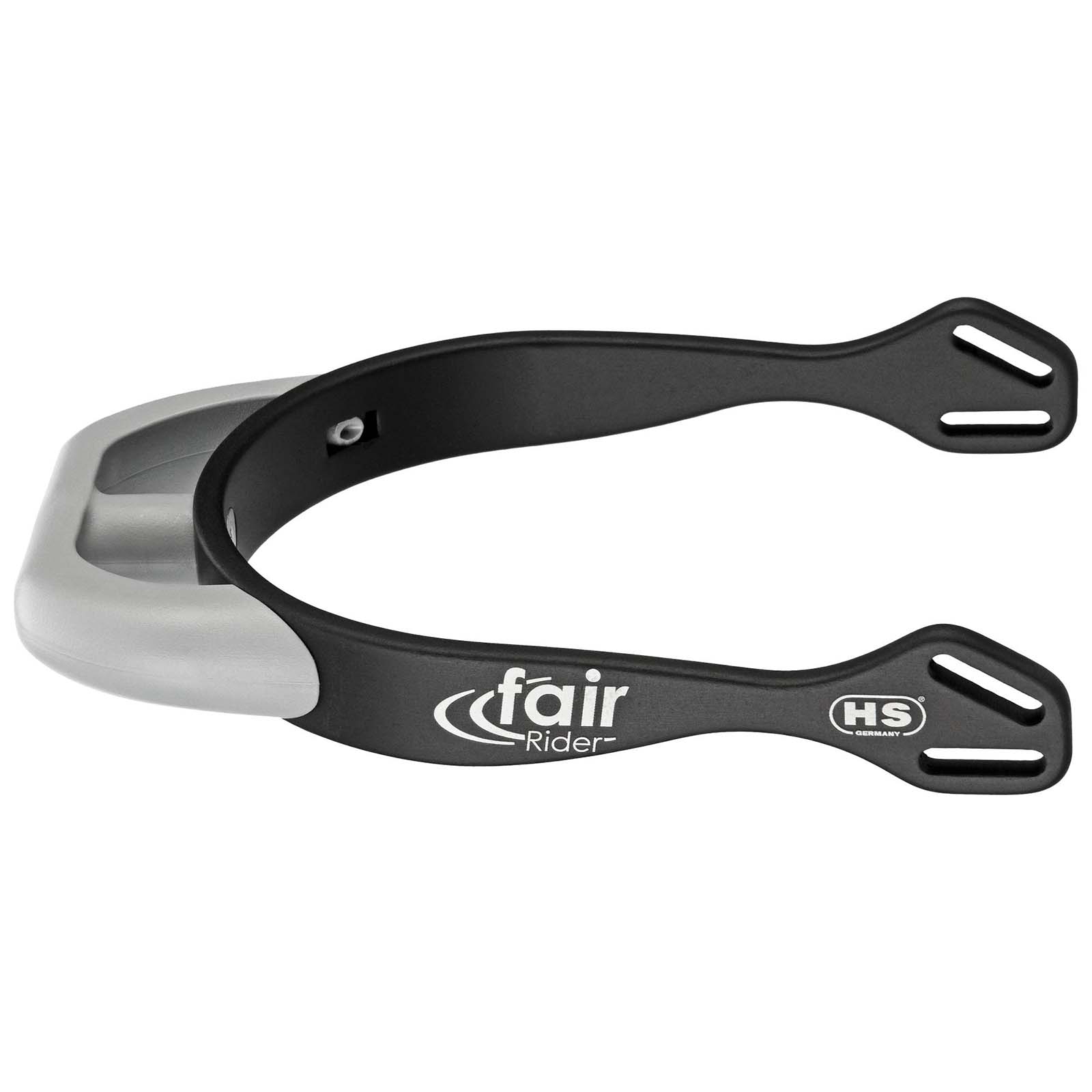 Black/Silver Sprenger FairRider aluminiumsporer med flat hals, 20 mm