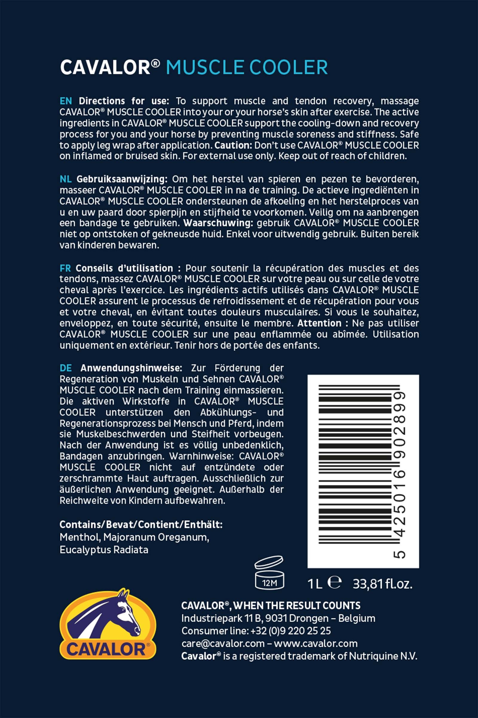 Cavalor Muscle Cooler, ledd, muskler og sener, 1 liter