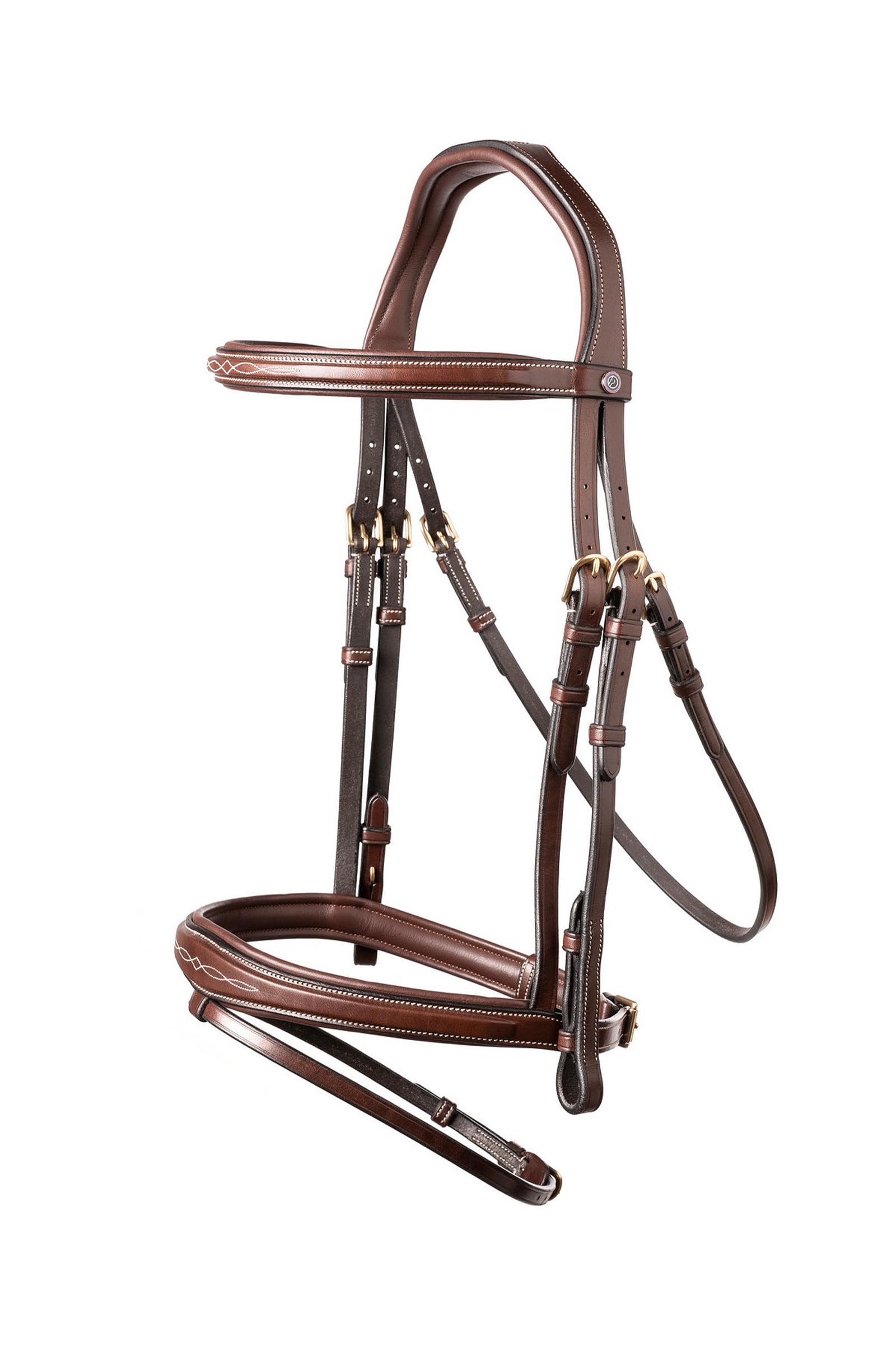 Brown/Gold Trust Equestrian Amsterdam Combined Noseband Anatomic Bridle