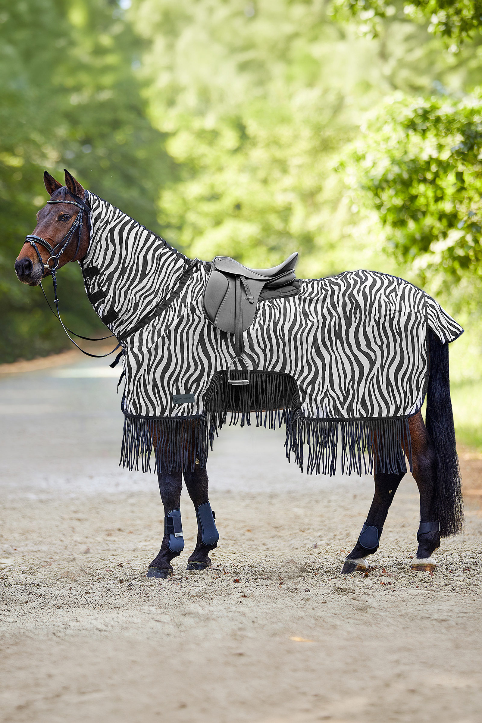 Waldhausen Zebra fluedekken med sal&aring;pning og frynser, UV-beskyttelse