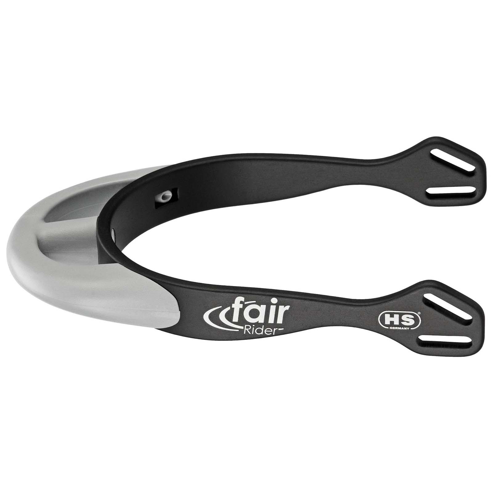 Black/Silver Sprenger FairRider aluminiumsporer med rund hals, 25 mm