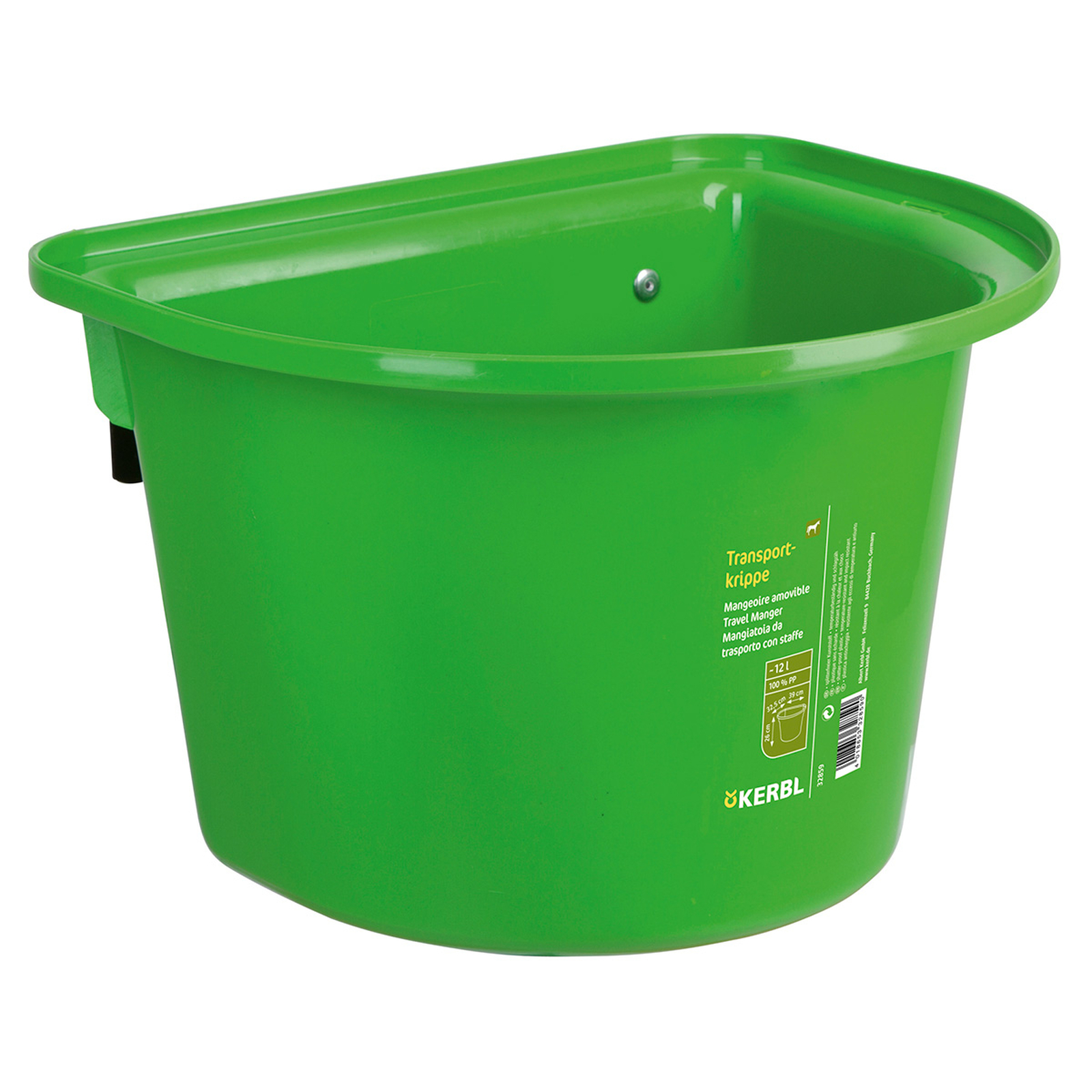 Light Green Kerbl transportkrybbe 12 liter, plast med kroker