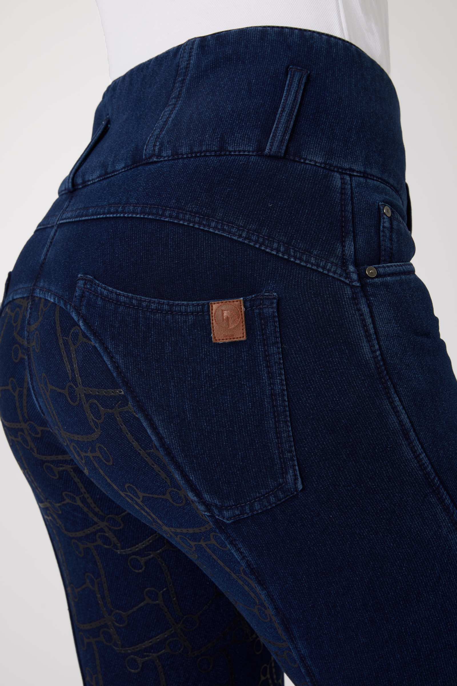 Horze Kacy helforsterket denim thermo ridebukse, dame