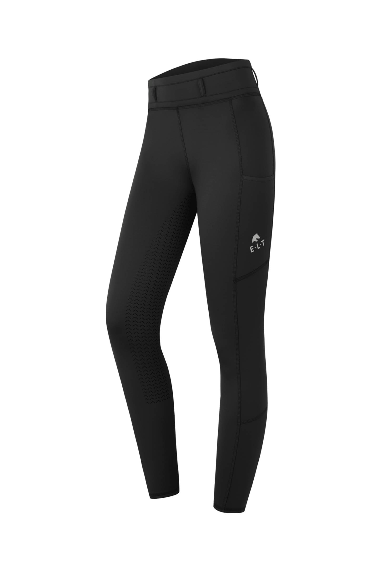 Black ELT Ella Kids' Full Grip Thermo Riding Tights