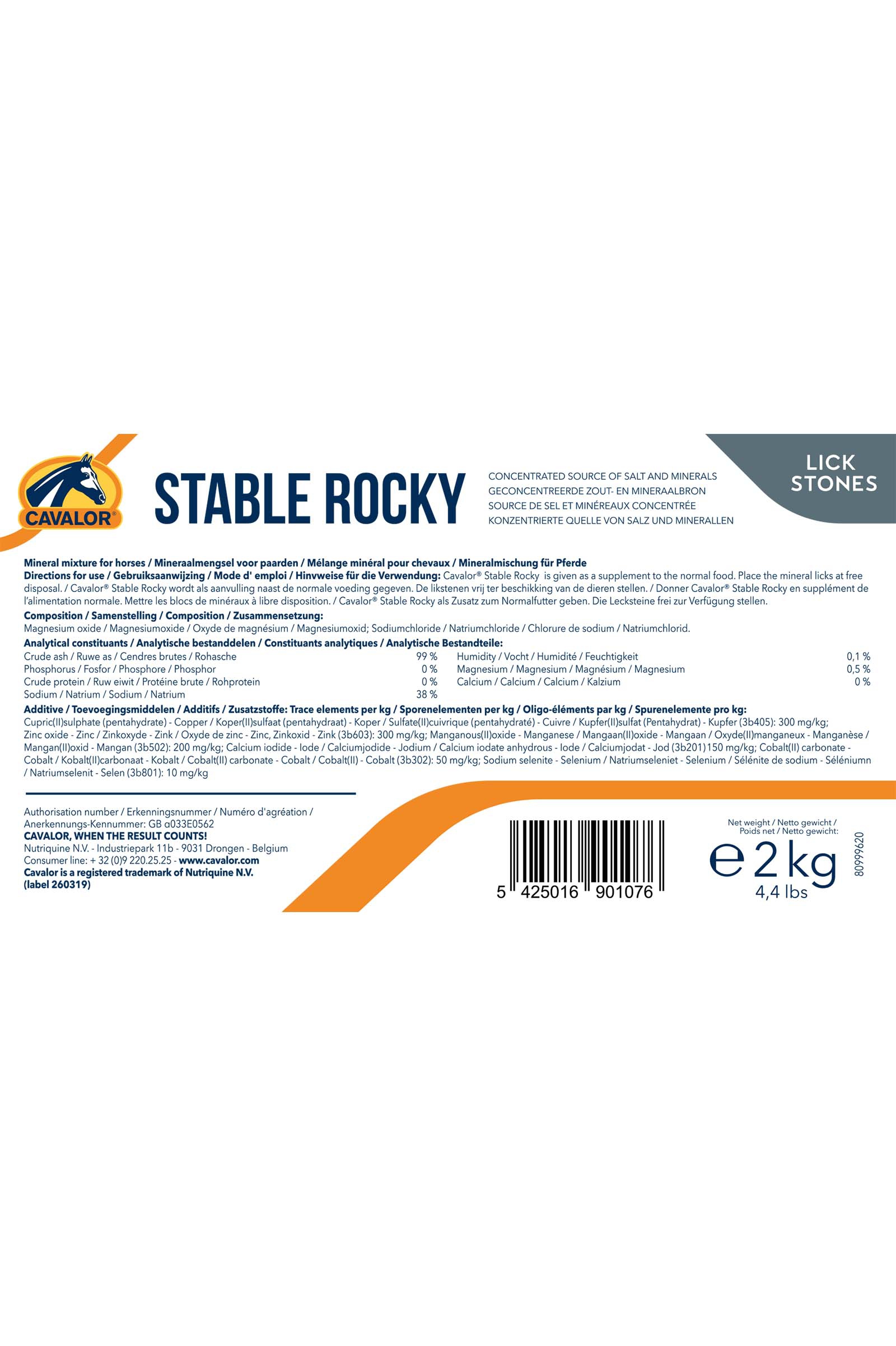 Cavalor Stable Rocky, saltsein, 10x2 kilo