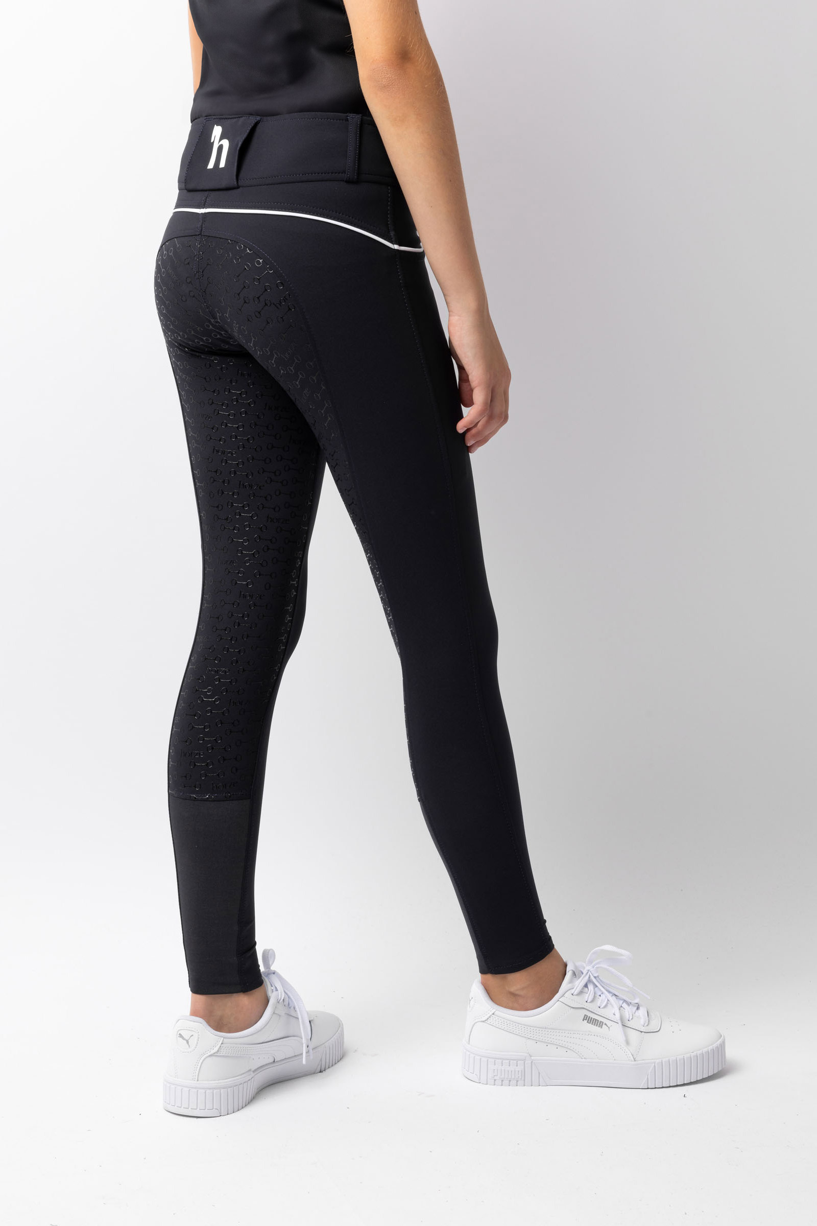 Horze Aubrey ridebukse, helforsterket med silikon, h&oslash;yt liv, barn