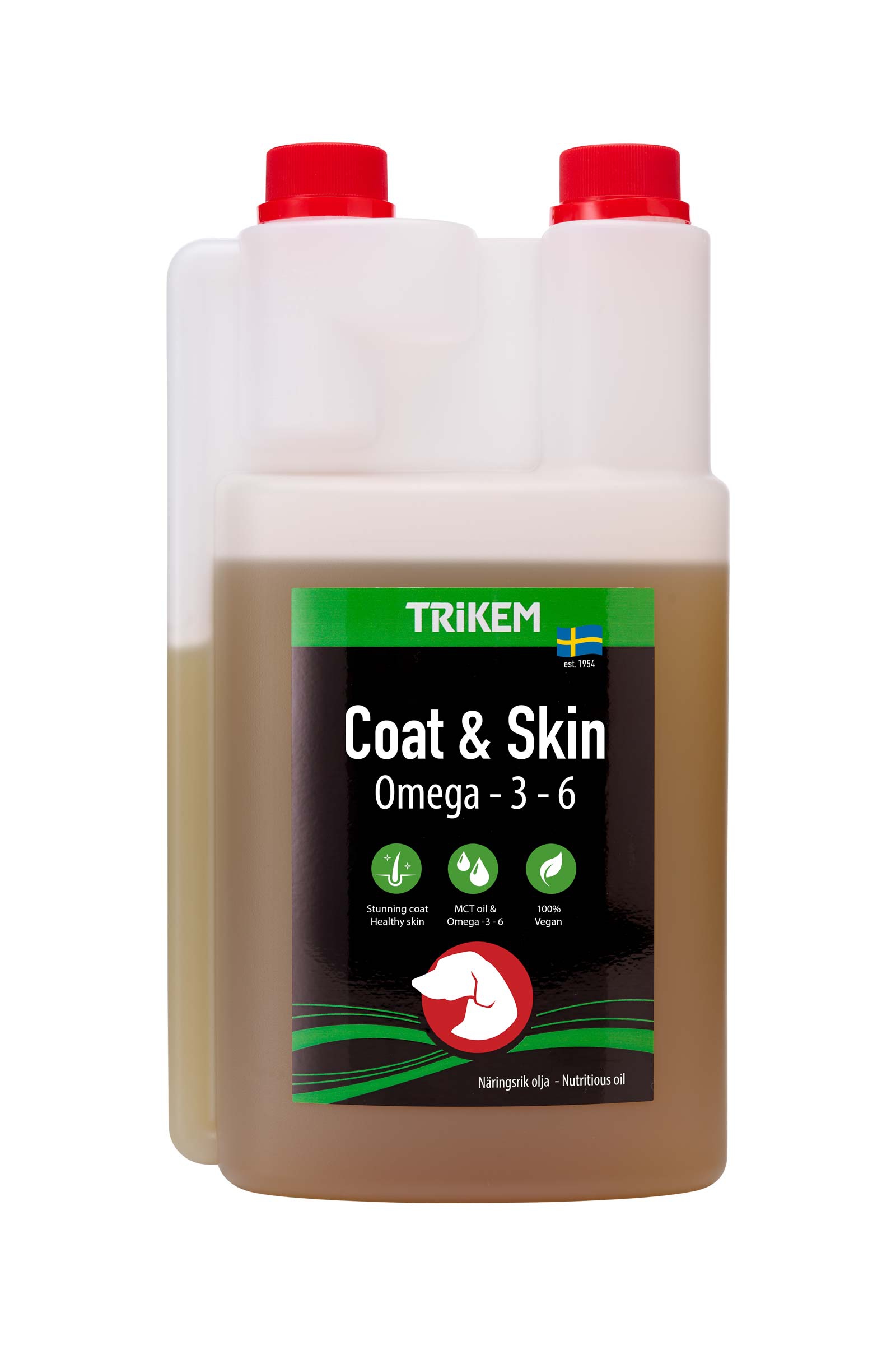 Trikem Coat & Skin olje f&ocirc;rtilskudd for hunder, 500 ml