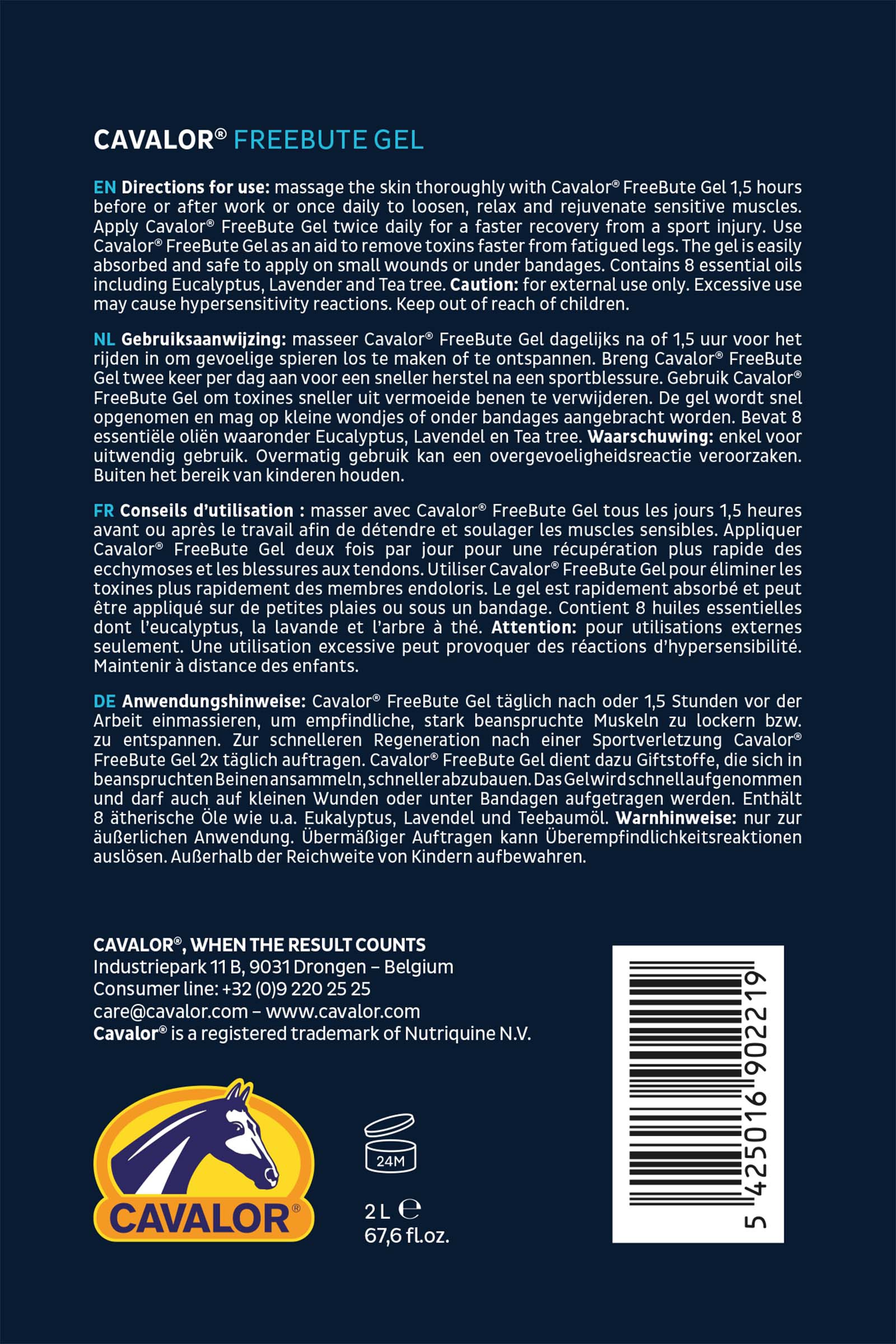 Cavalor Freebute gel, muskler, ledd og sener, 2 liter