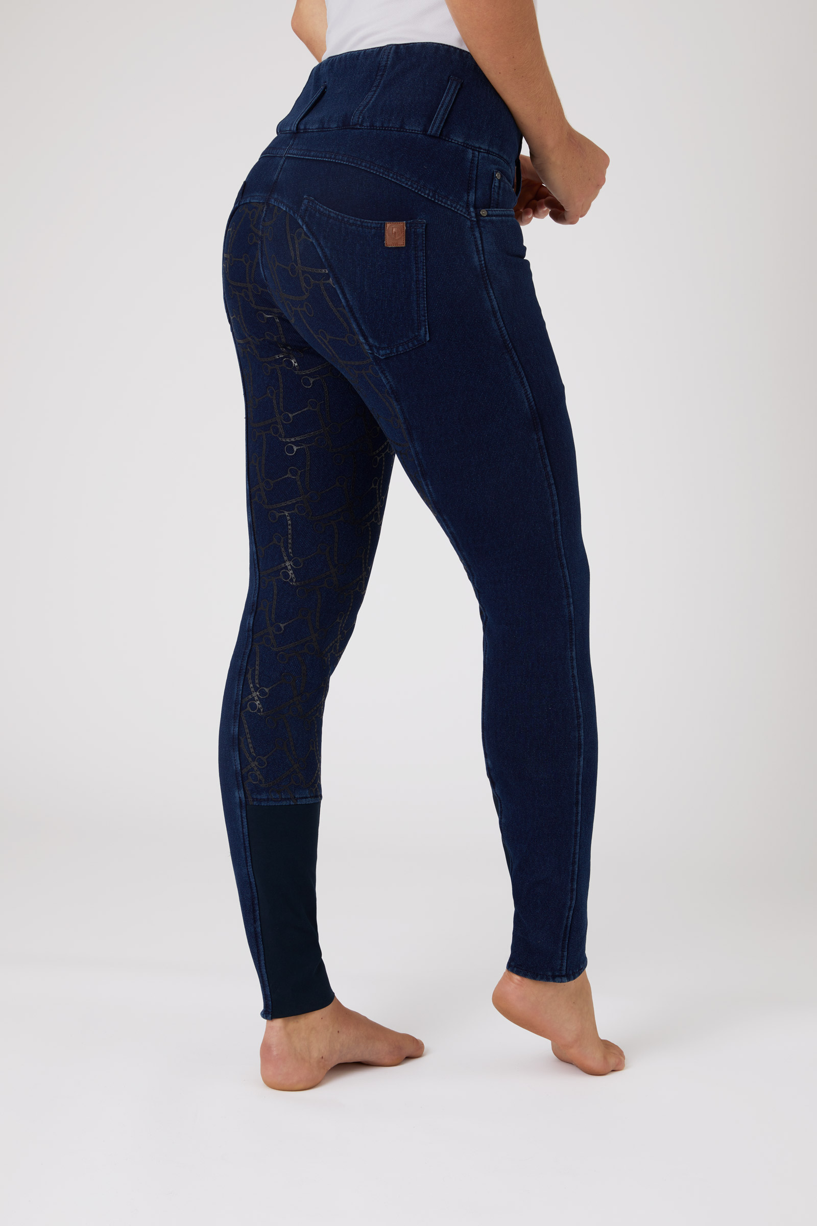 Horze Kacy helforsterket denim thermo ridebukse, dame