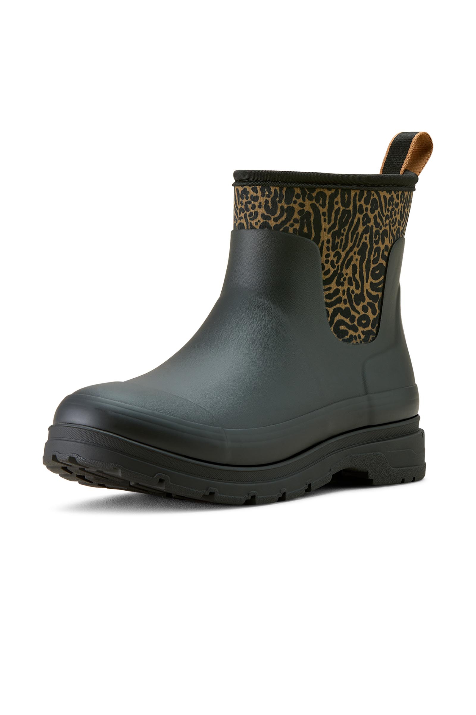 Black/Ocelot Print Ariat Kelmarsh Shortie kort damestøvel i gummi