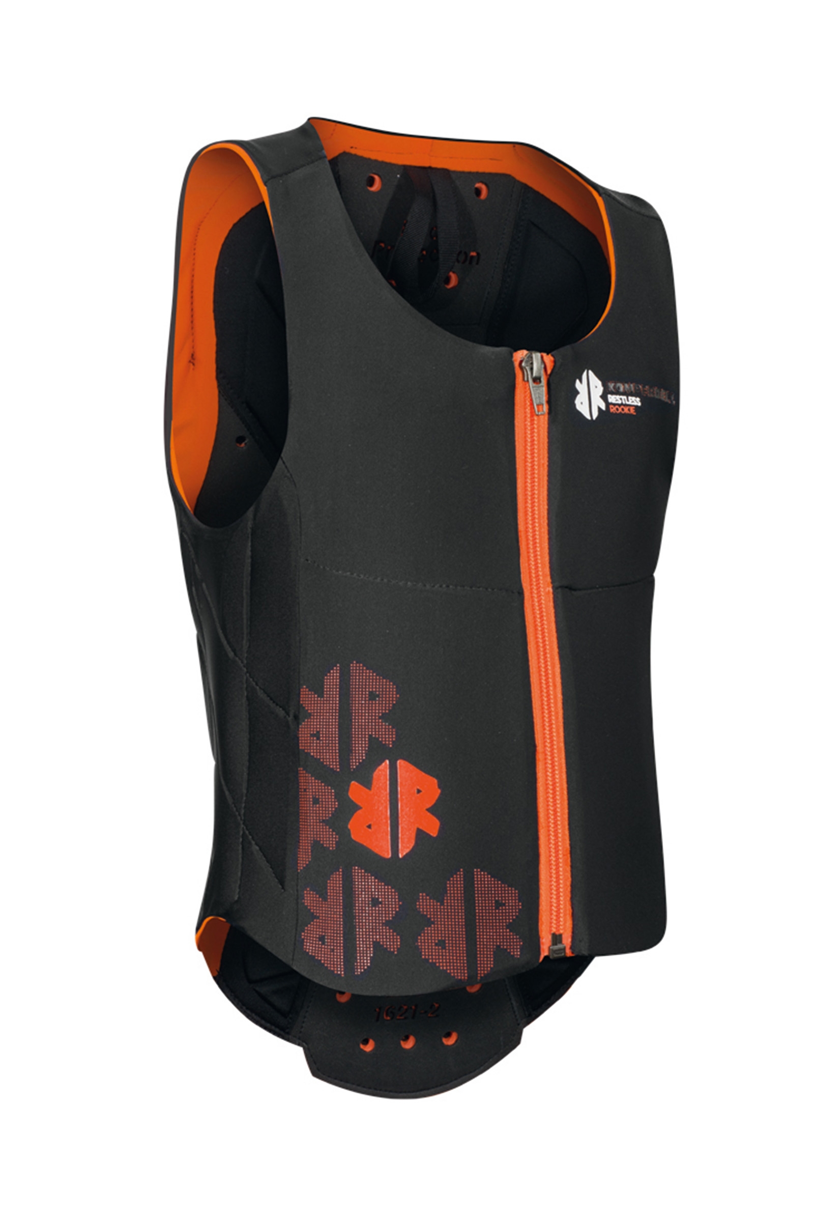 Black/Orange Komperdell ballistisk vest for barn med ryggbeskytter
