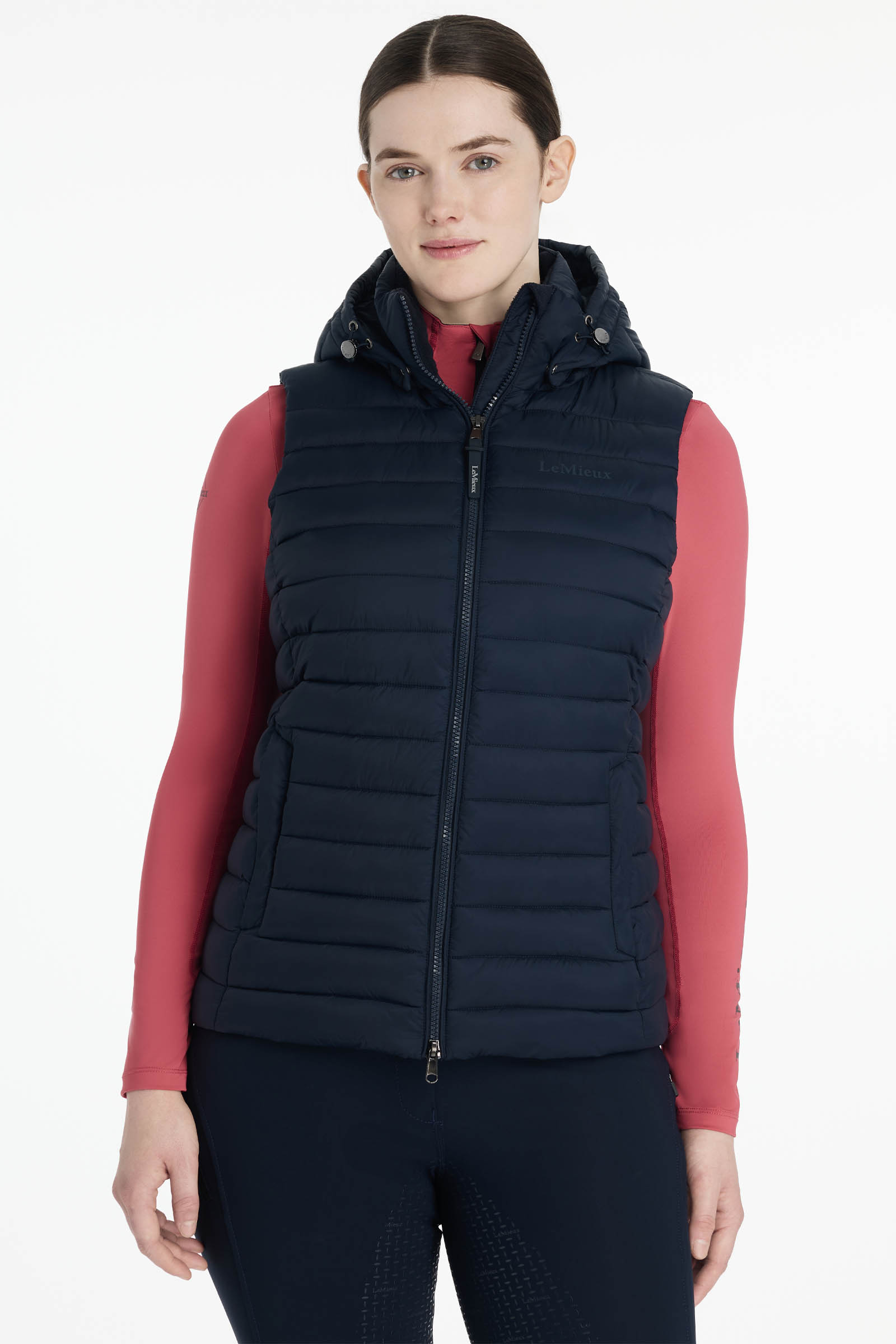 Navy LeMieux Rose dame vattert vest med hette