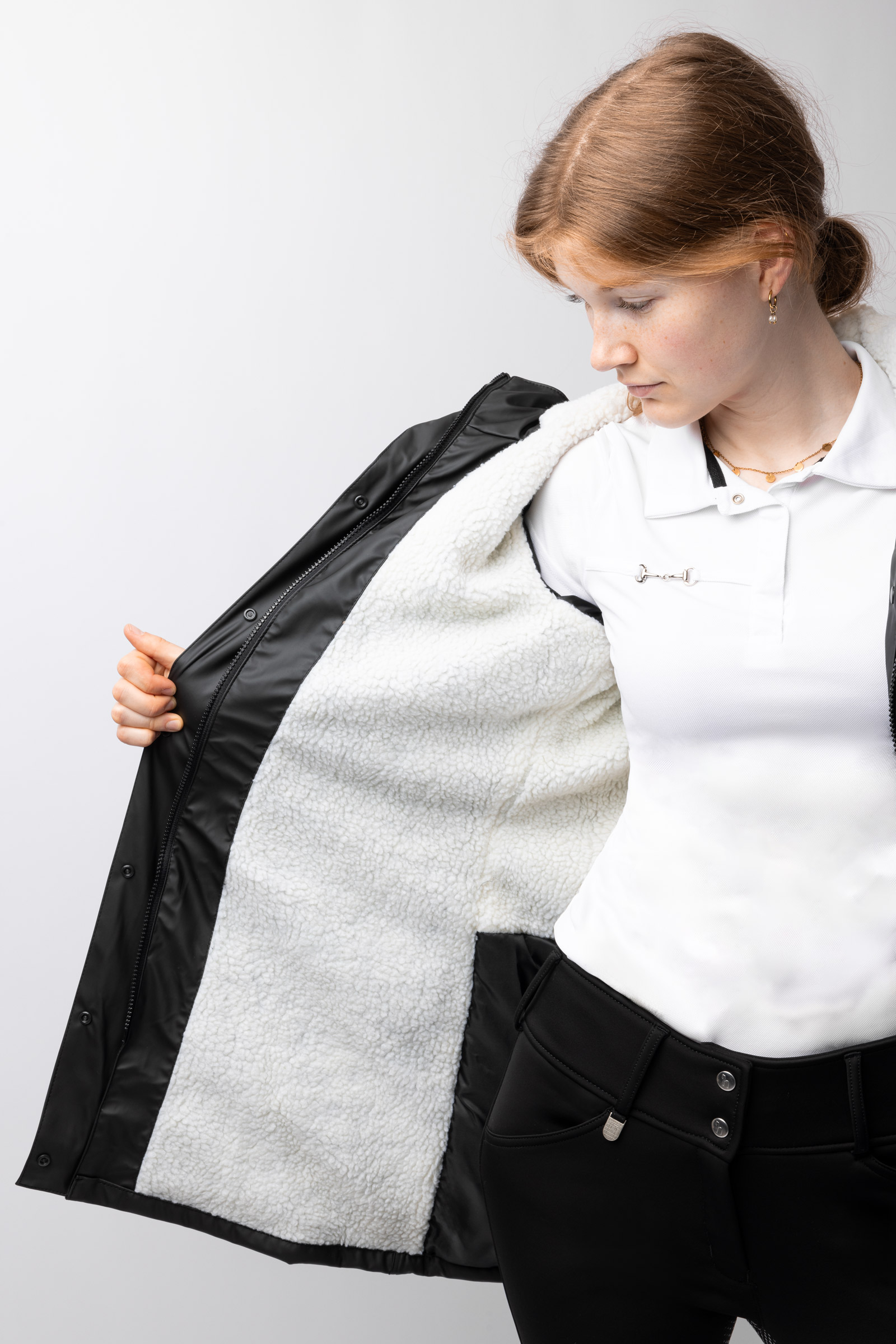 Horze Billie PU regnjakke med fleece, dame