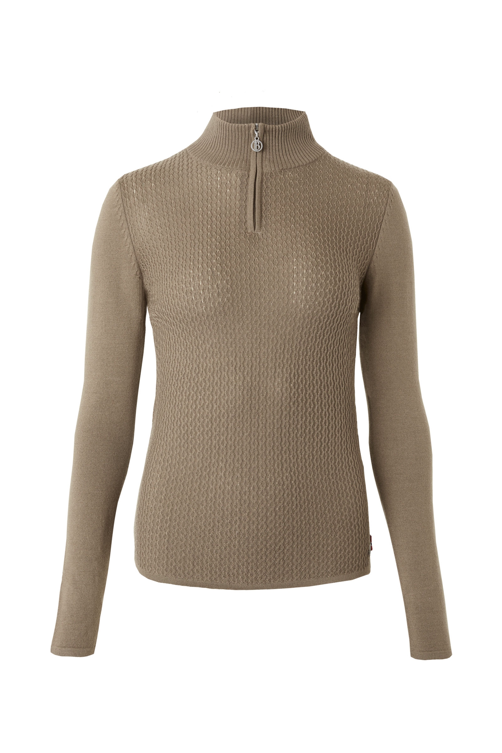 Shiitake Beige B Vertigo Ruth strikket pullover med glidelås