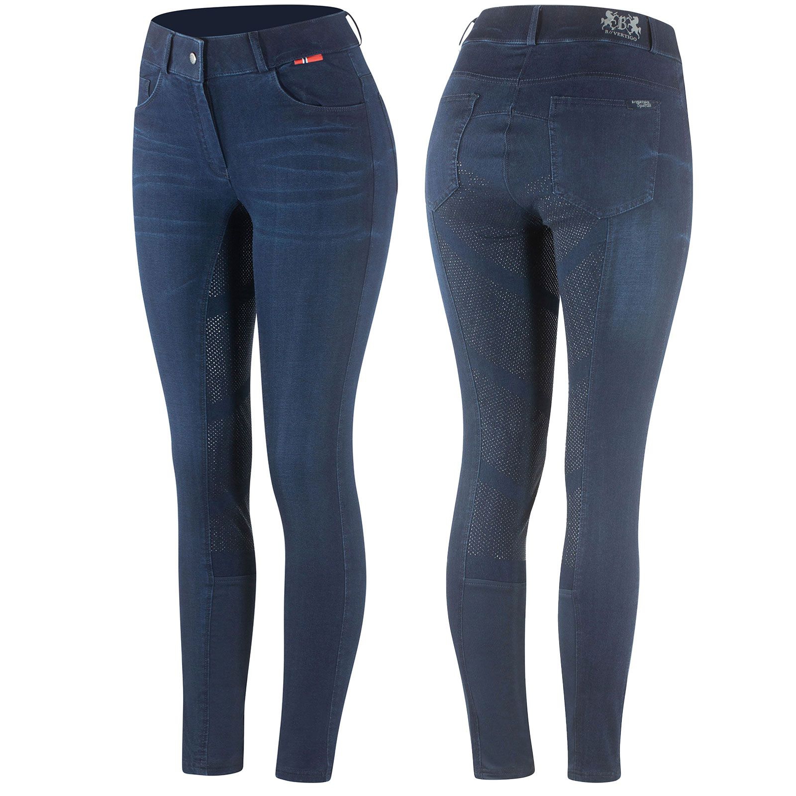 B Vertigo Elle denim ridebukse, helforsterket med silikon, dame