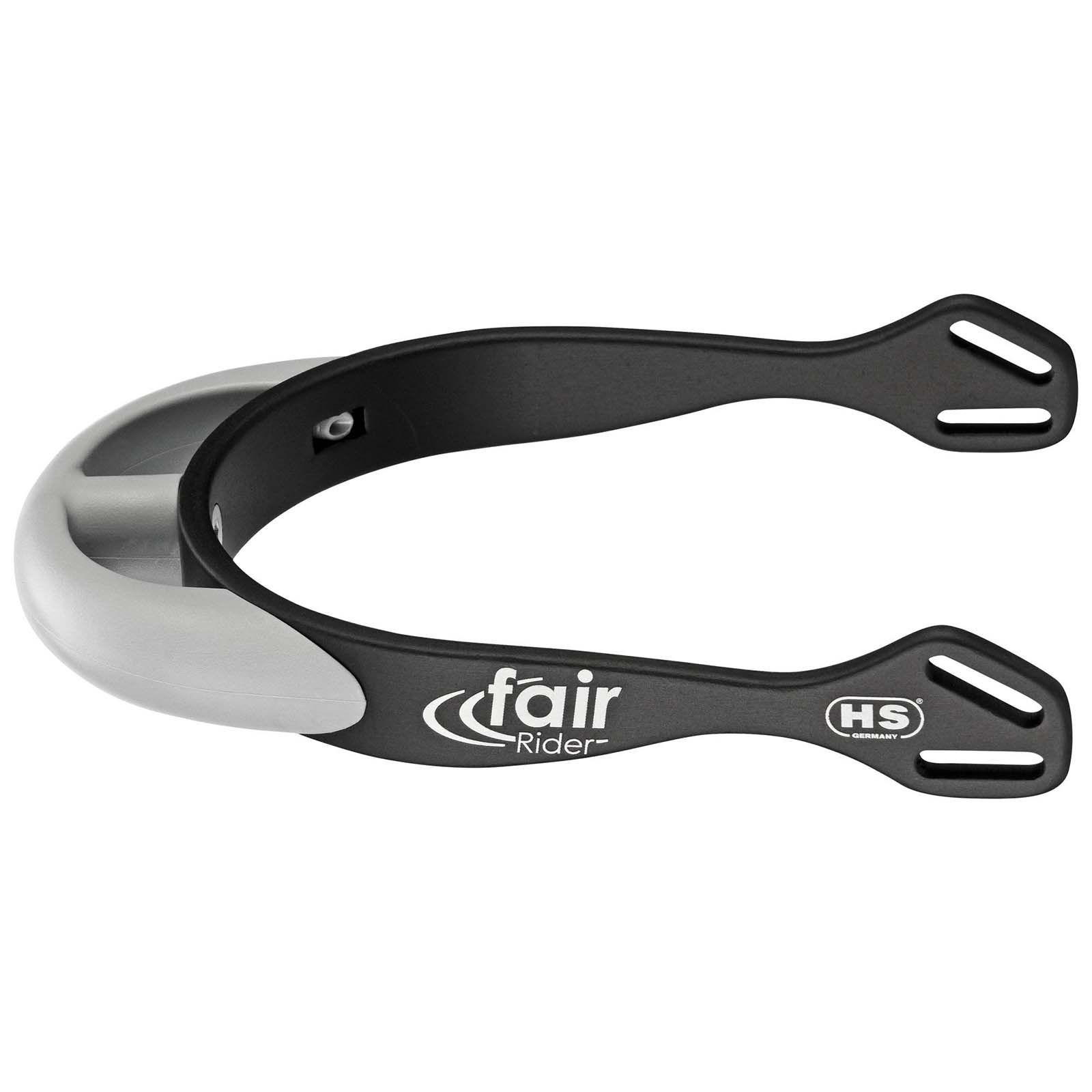 Black/Silver Sprenger FairRider aluminiumsporer med rund hals, 20 mm