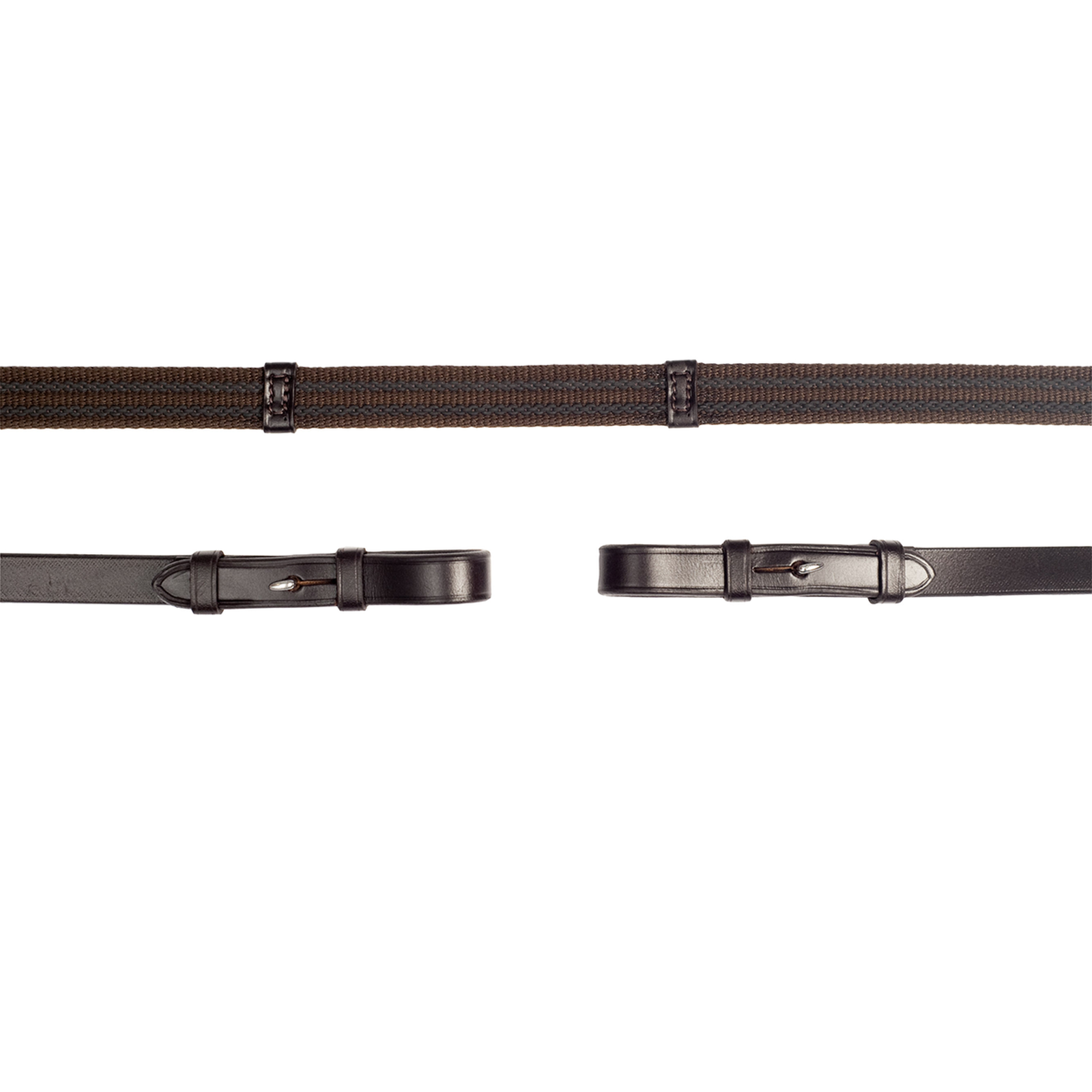 Espresso/Silver Schockerm&ouml;hle Sports Grip Reins, Champions Coll.gummiert t&oslash;yle