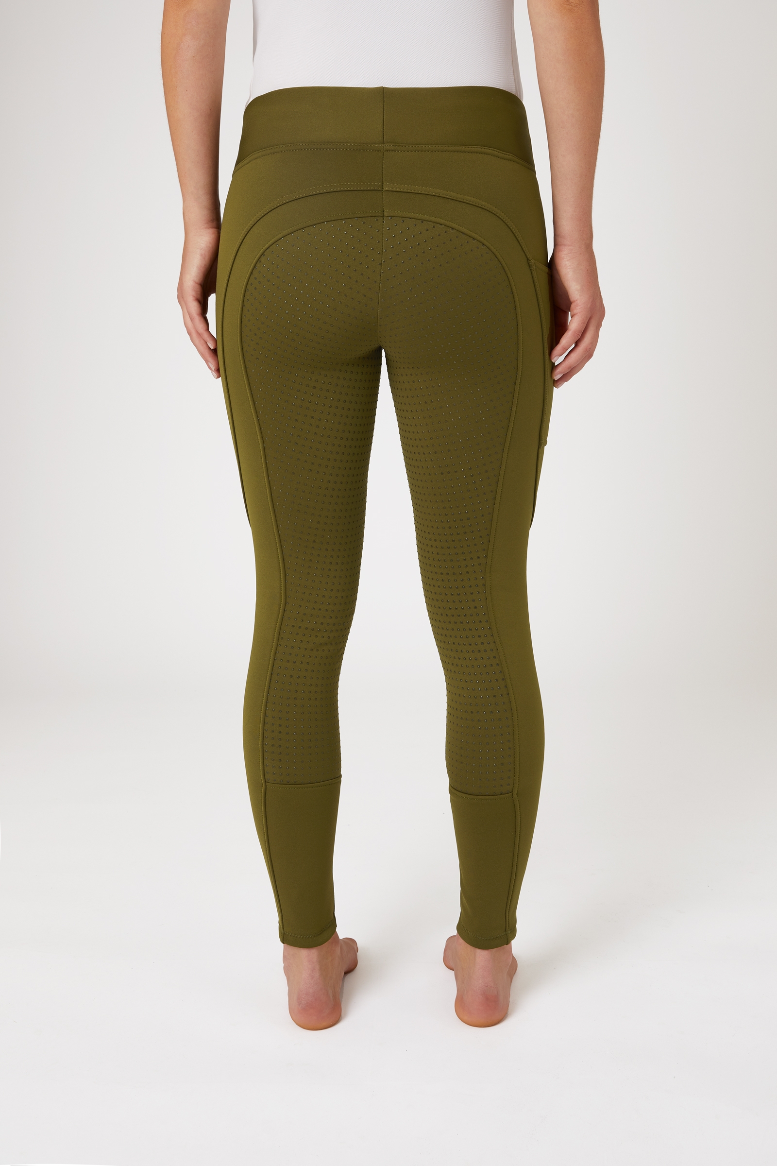 Horze Active helforsterkede ridetights til vinteren med fullgrip og telefonlomme