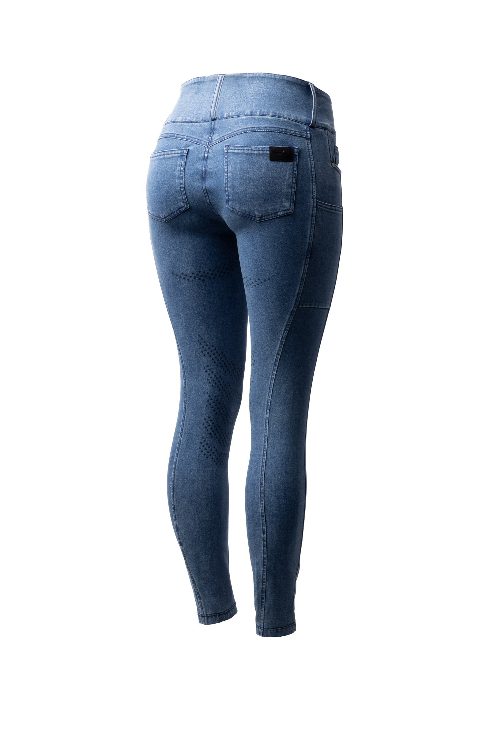 Light denim Horze Carolyn denim ridebukser dame full grip
