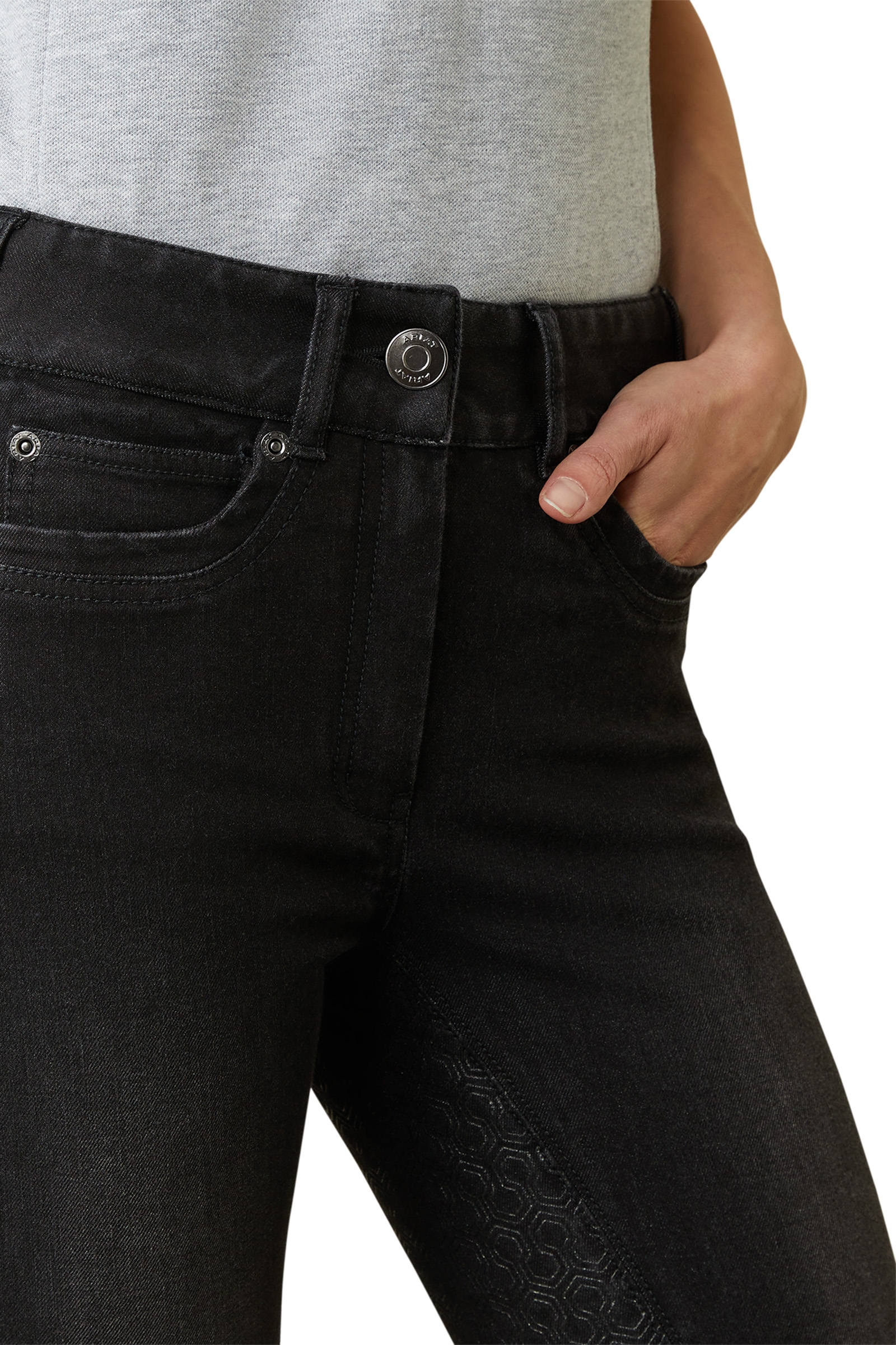 Ariat Halo B Ridebukser med full grep i dongeri for kvinner